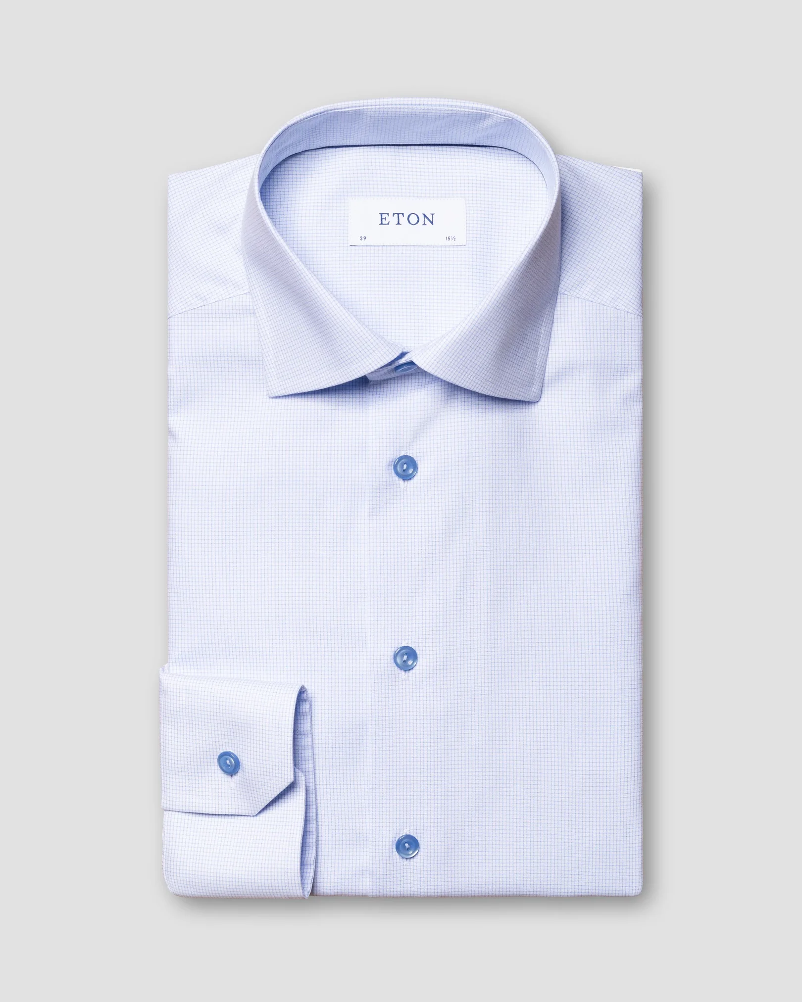 Eton - blue micro check shirt