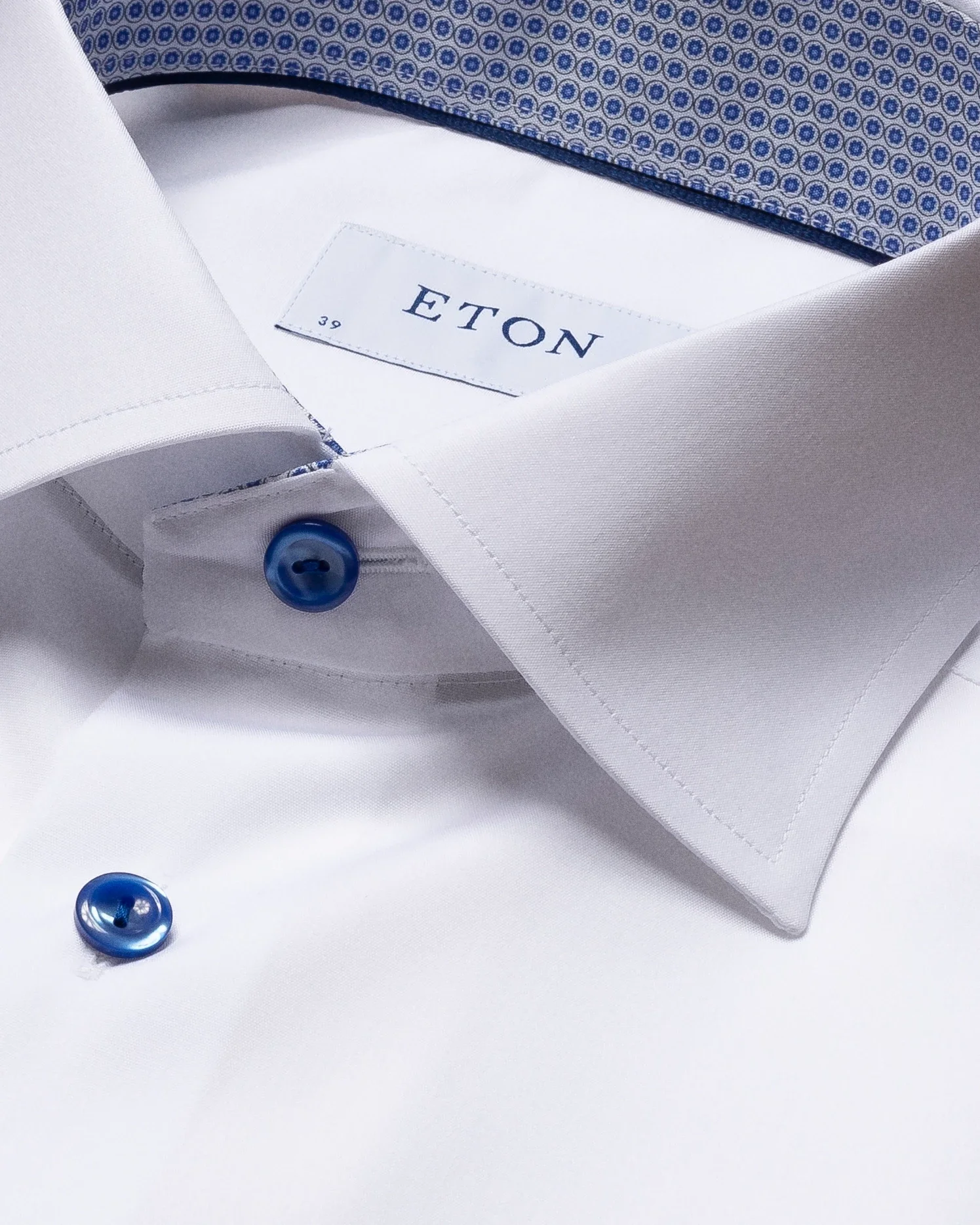 Eton - white poplin shirt glass print details cut away collar