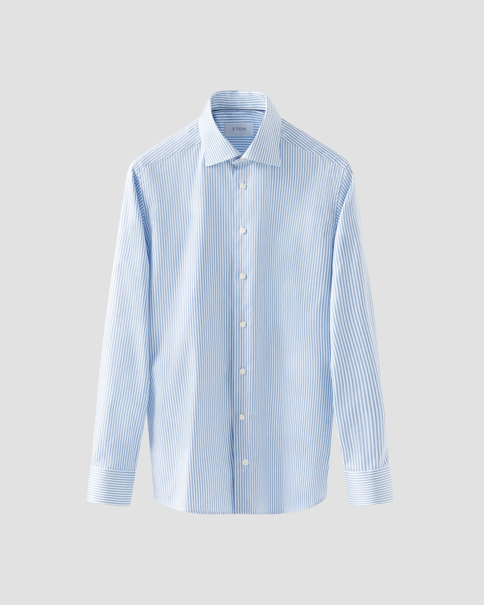 Eton - light blue striped cotton tencel tm lyocell shirt