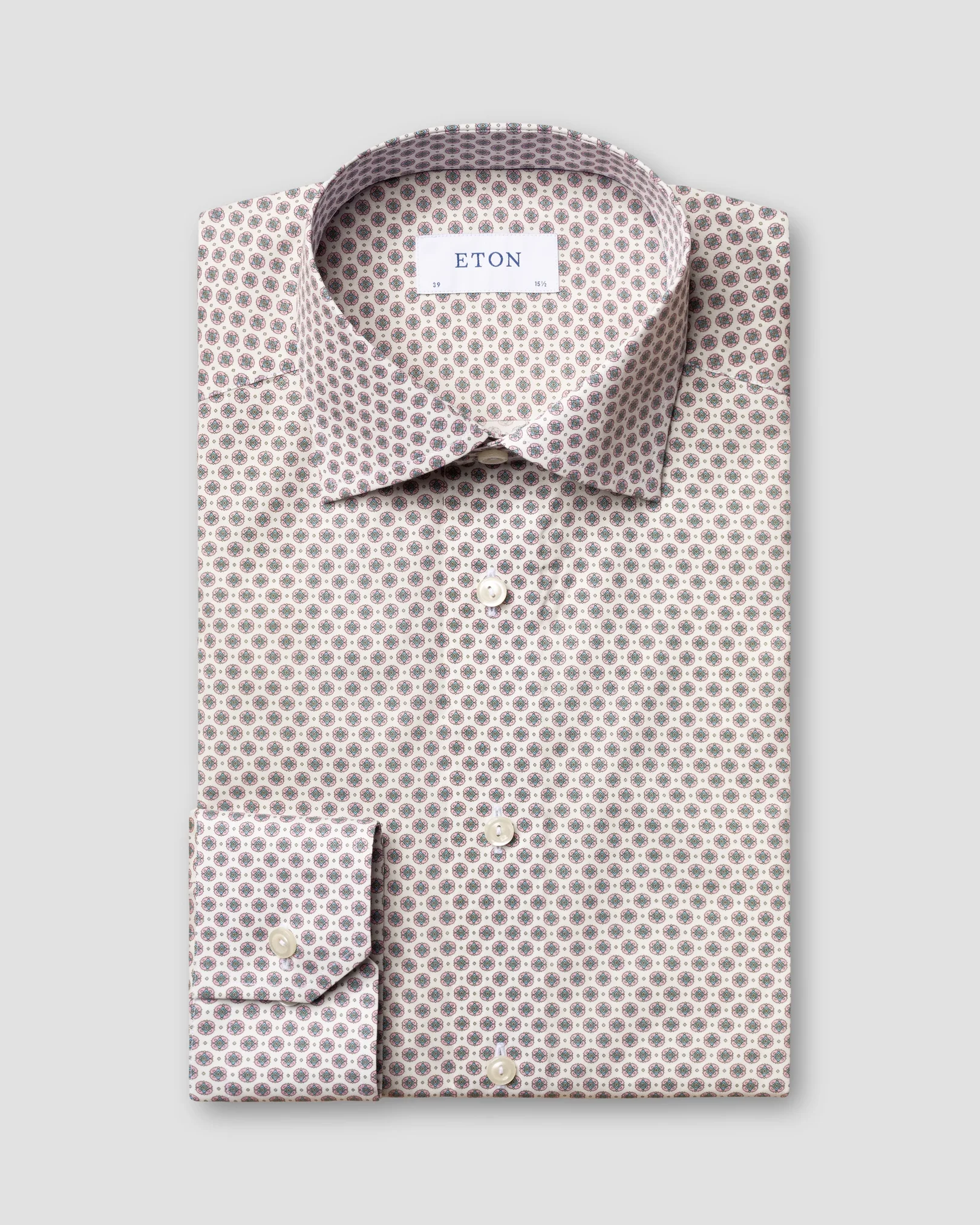 Eton - pink medallion print fine twill shirt
