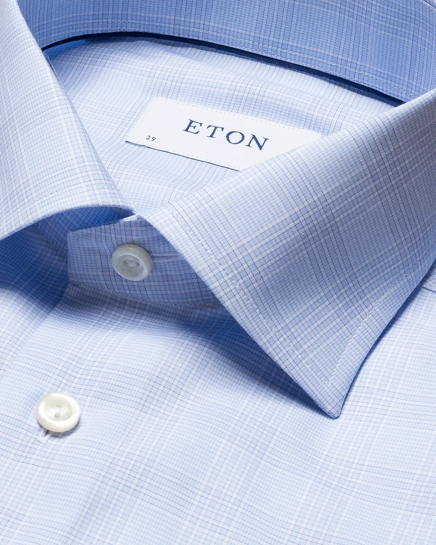 Eton - blue fine twill shirt cut away