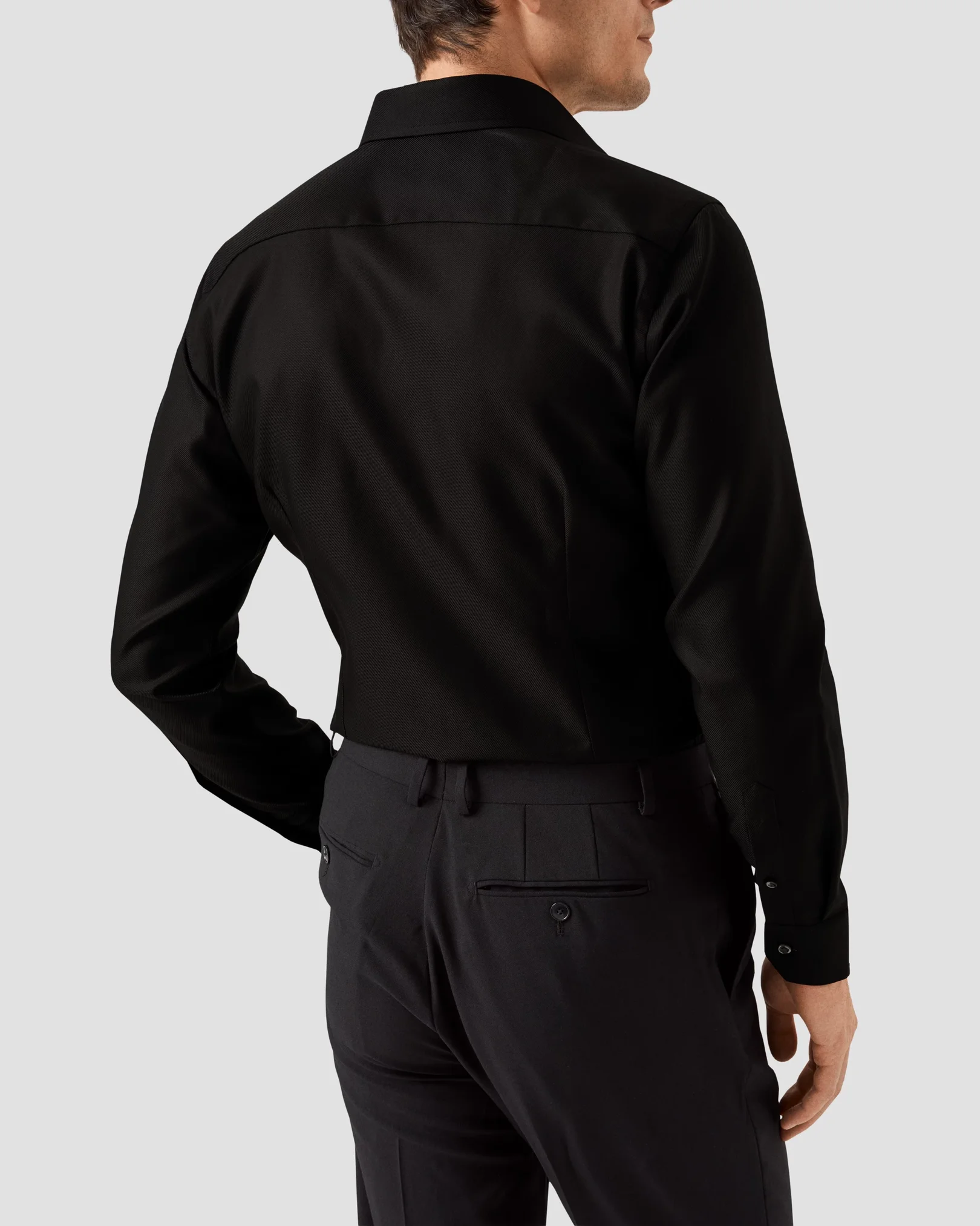 Eton - black textured twill shirt