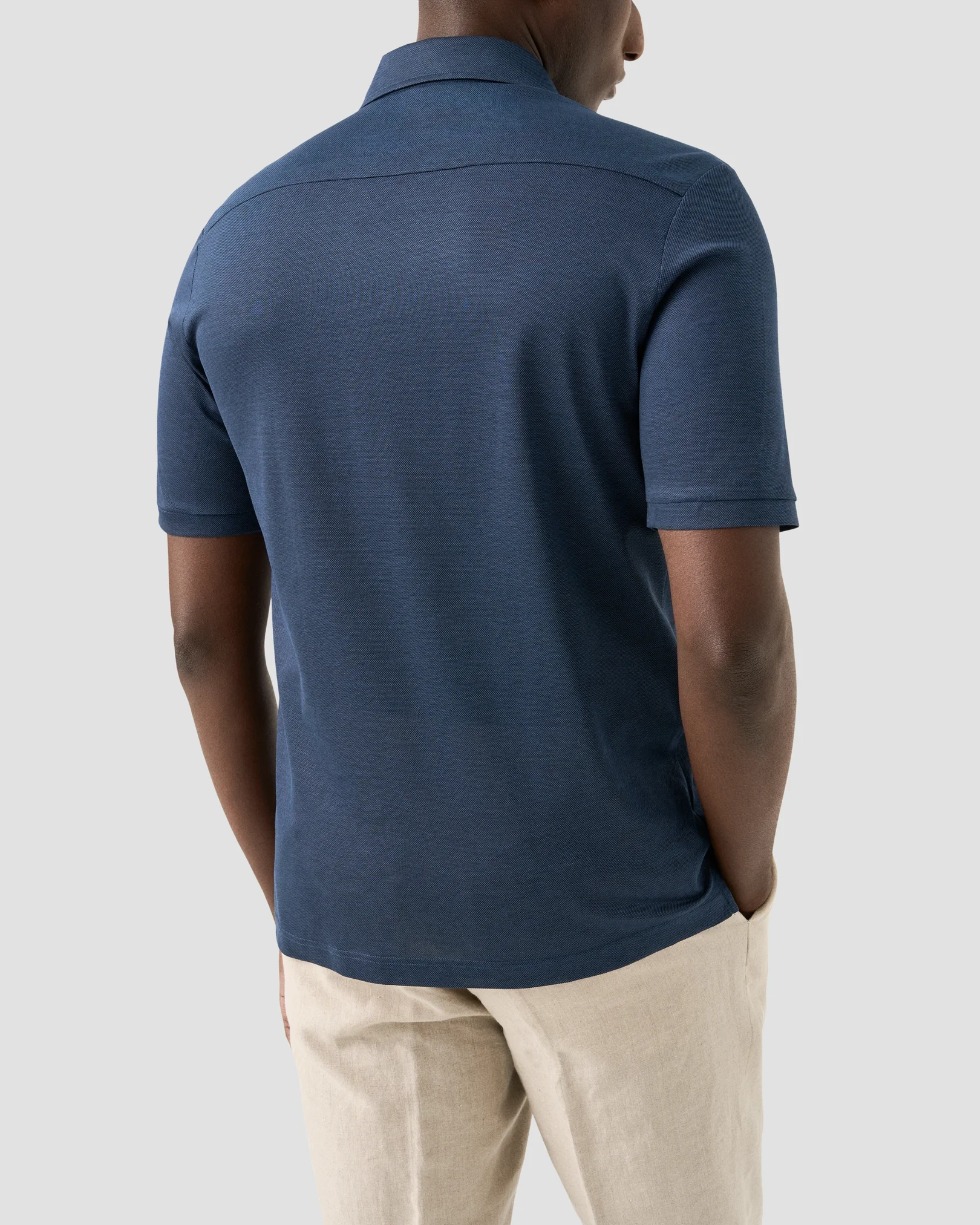 Eton - filo di scozia oxford polo shirt navy blue filo di scozia oxford polo shirt