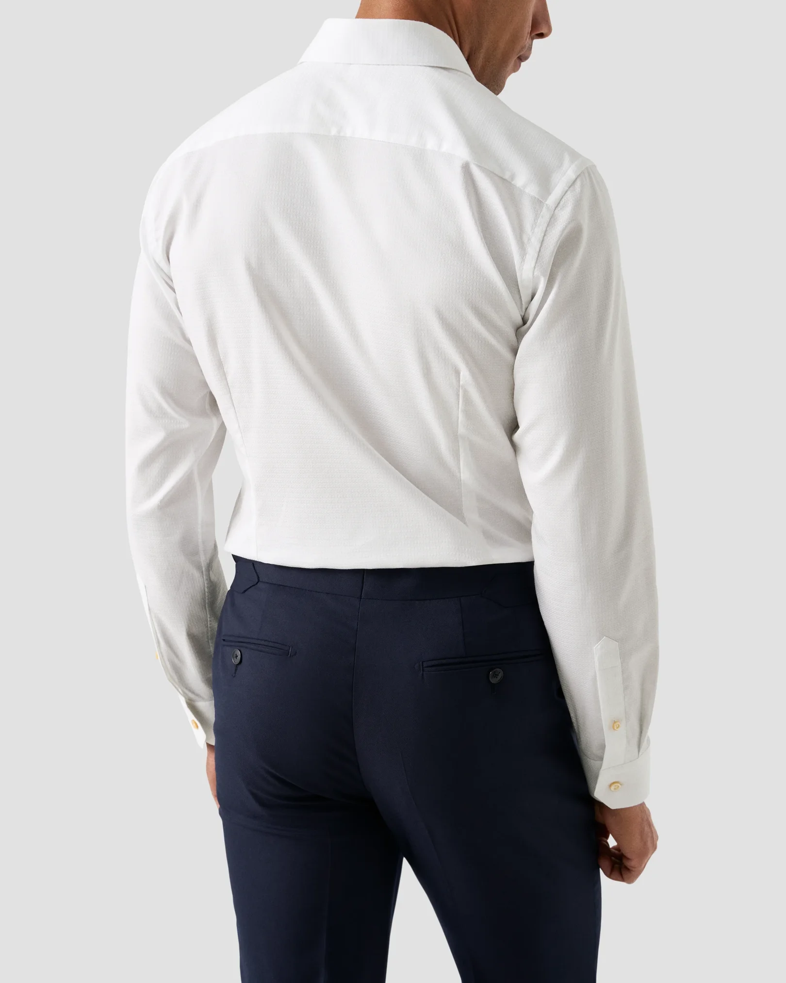 Eton - white semi solid elevated pique shirt