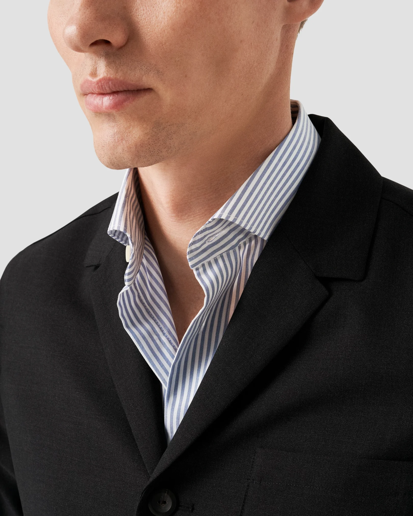 Eton - dark grey turndown collar overshirt