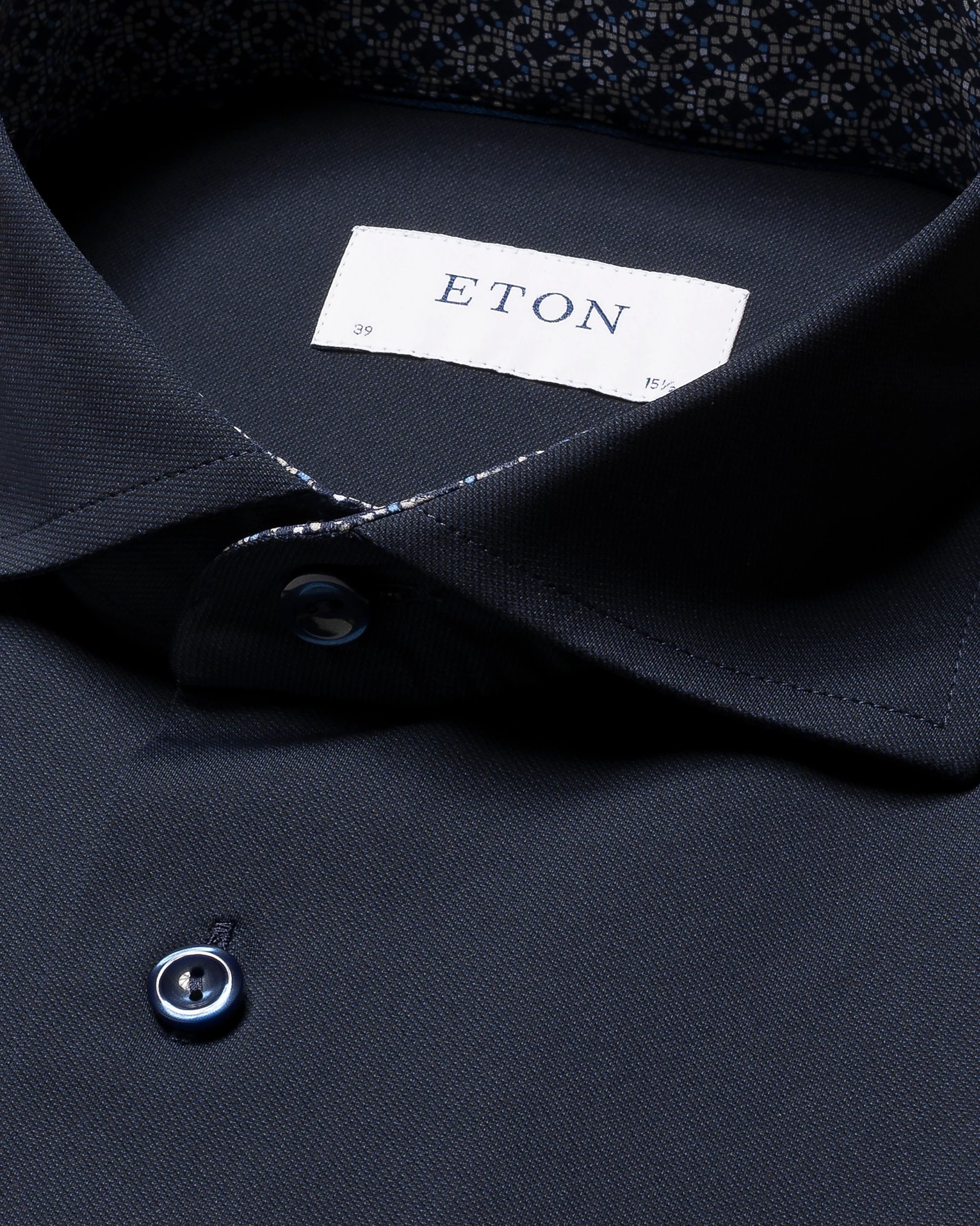 Eton - navy blue four way stretch shirt