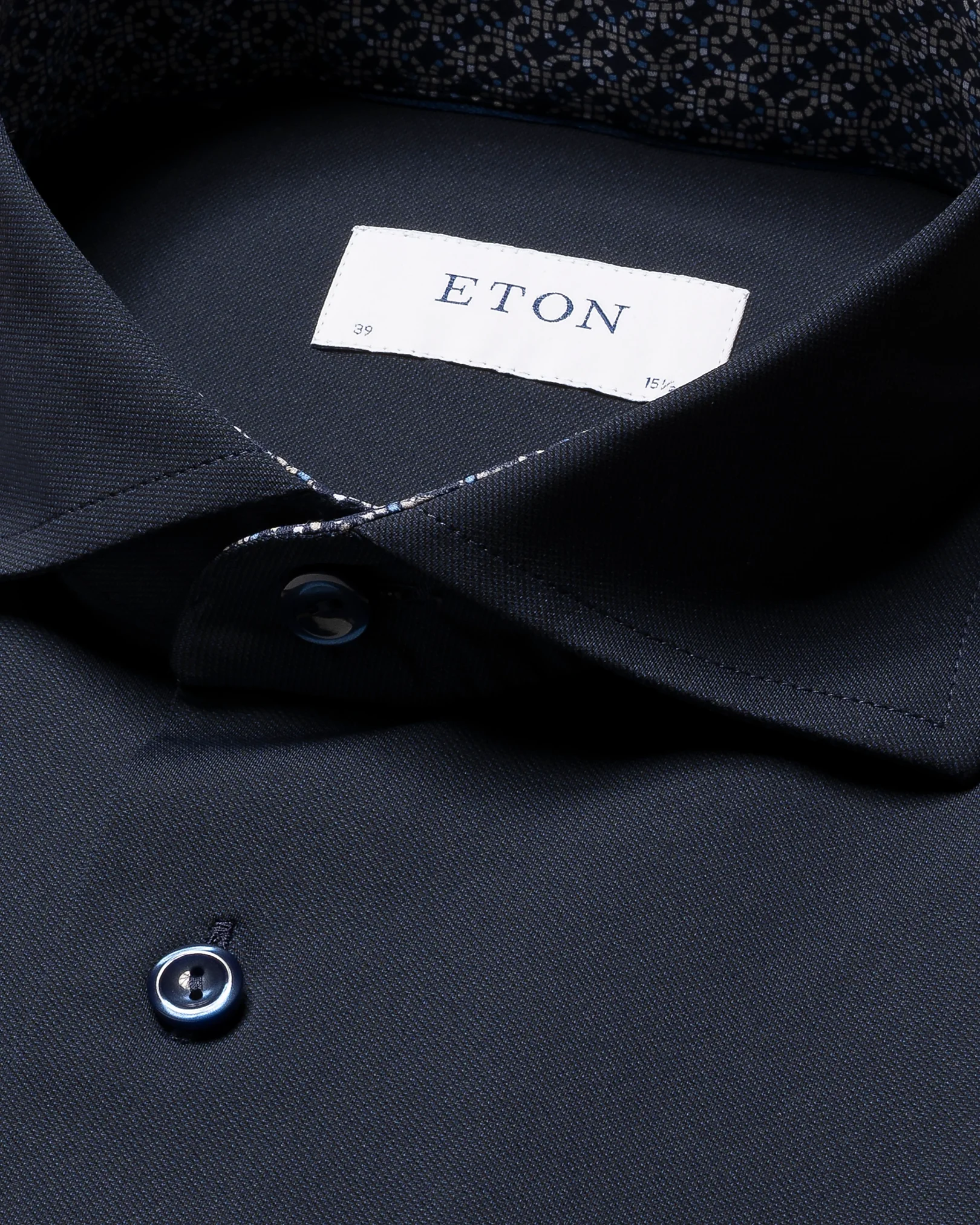 Eton - navy blue four way stretch shirt