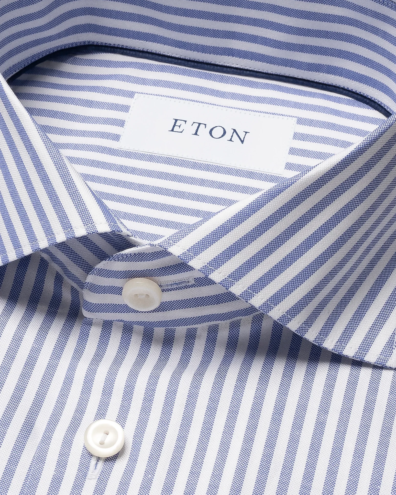 Eton - mid blue striped signature oxford shirt widespread