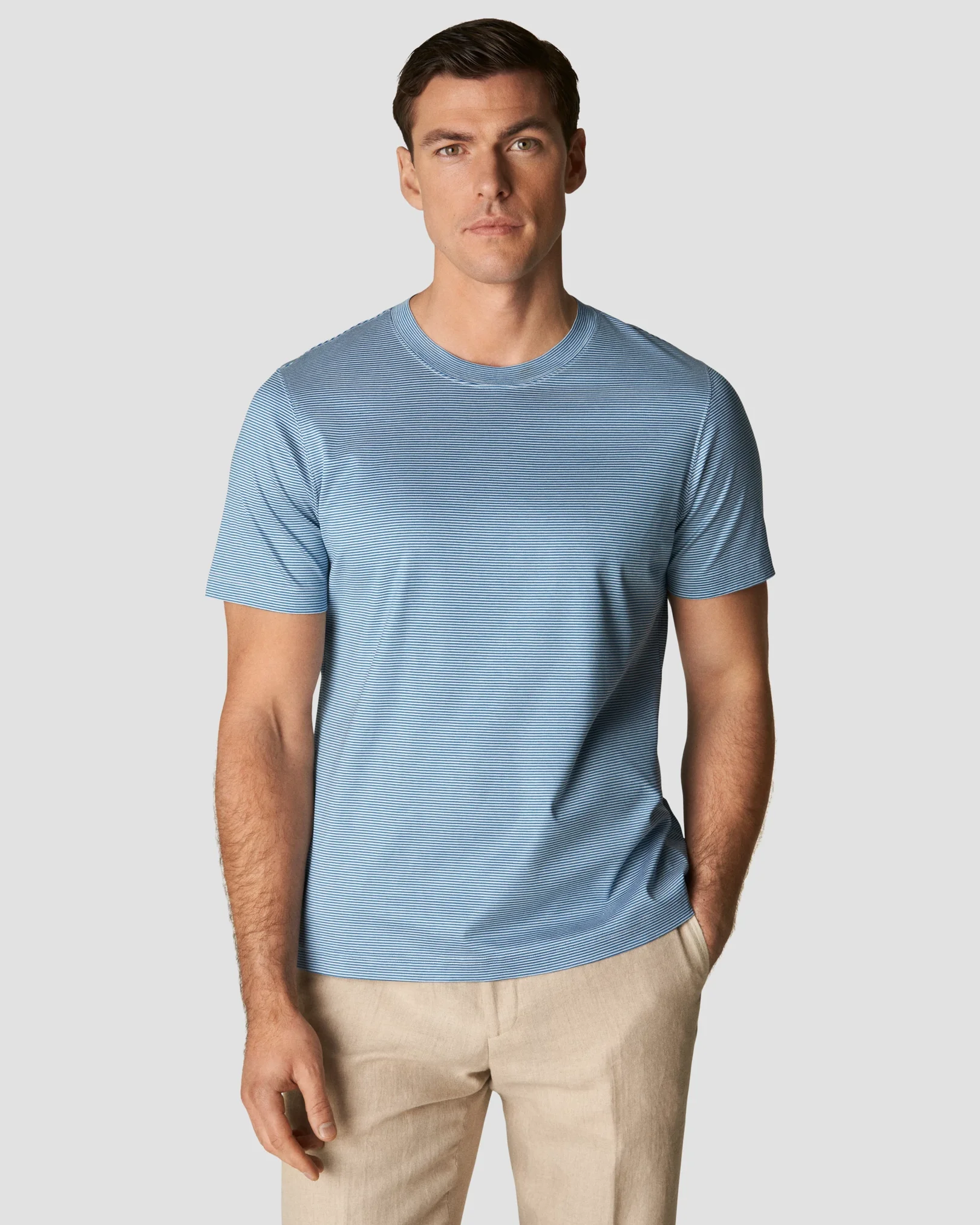 Eton - mid blue interlock t shirt