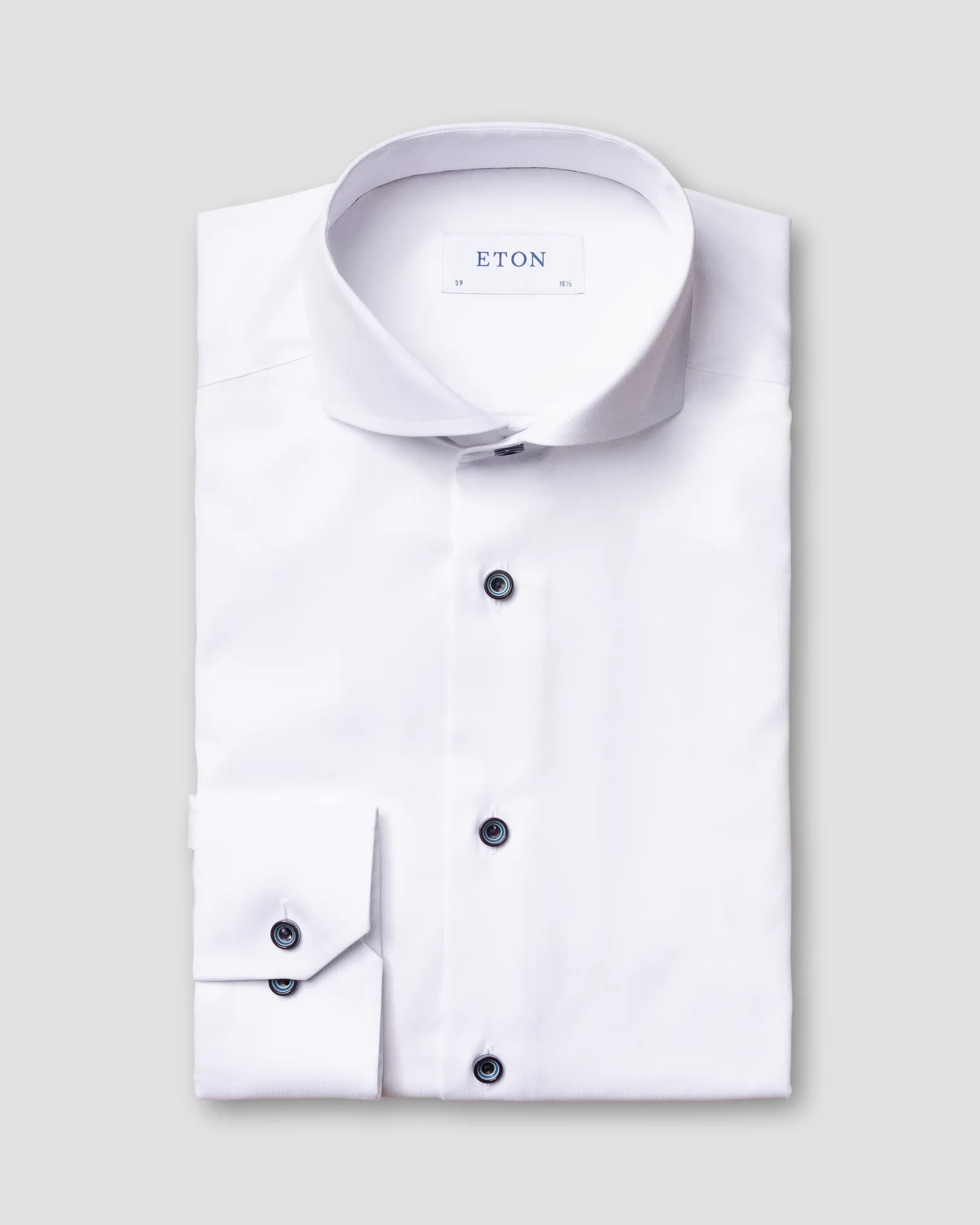 Eton - white twill shirt extreme cut away collar