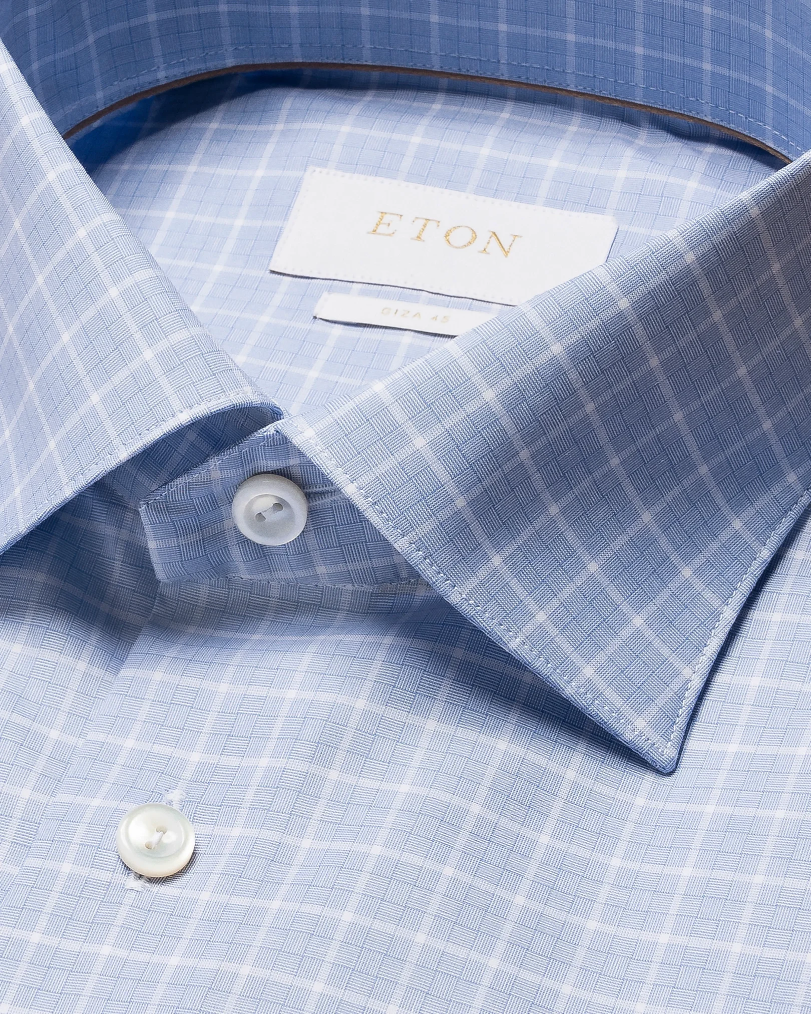 Eton - light blue checked giza