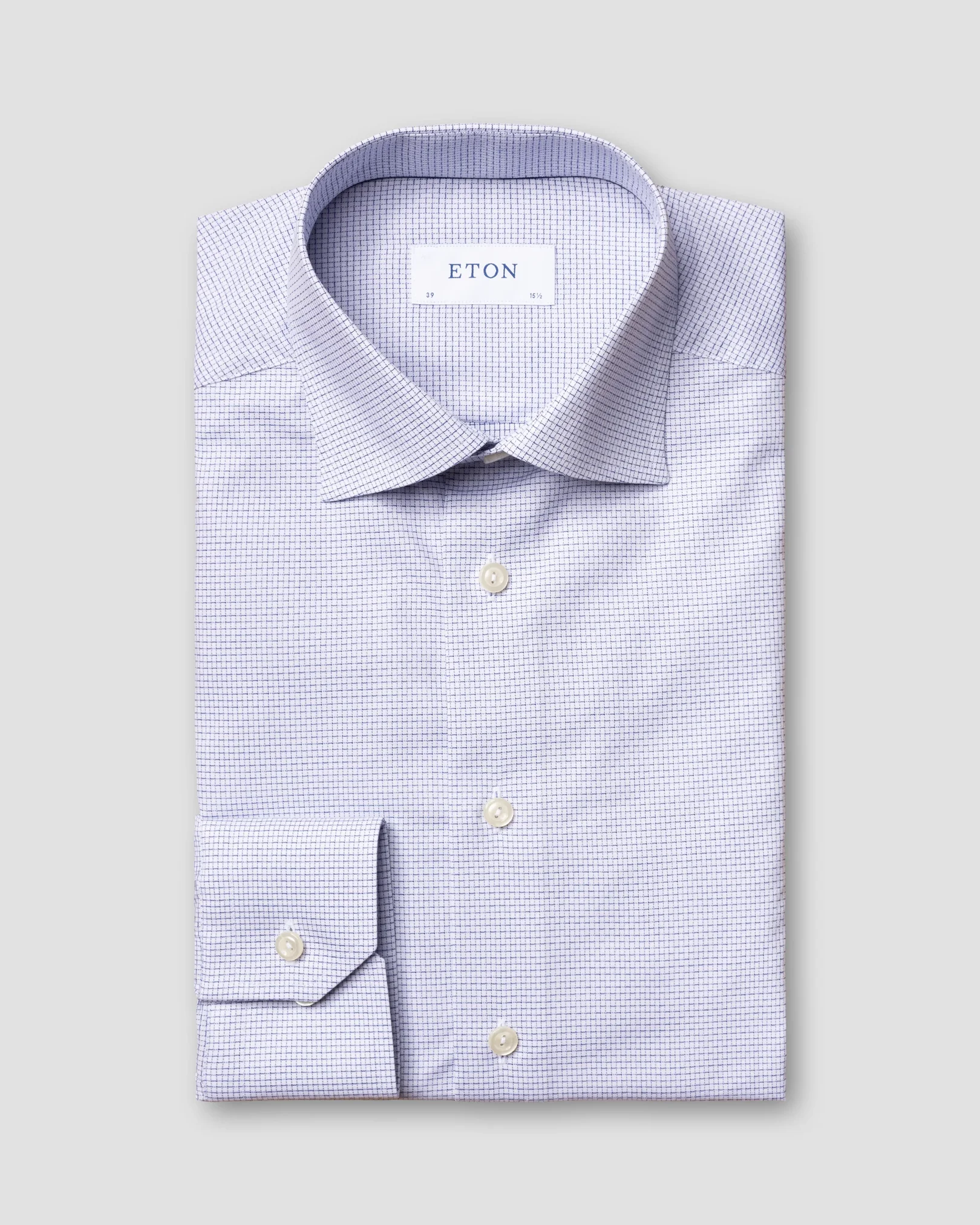 Eton - blue checked shirt navy details