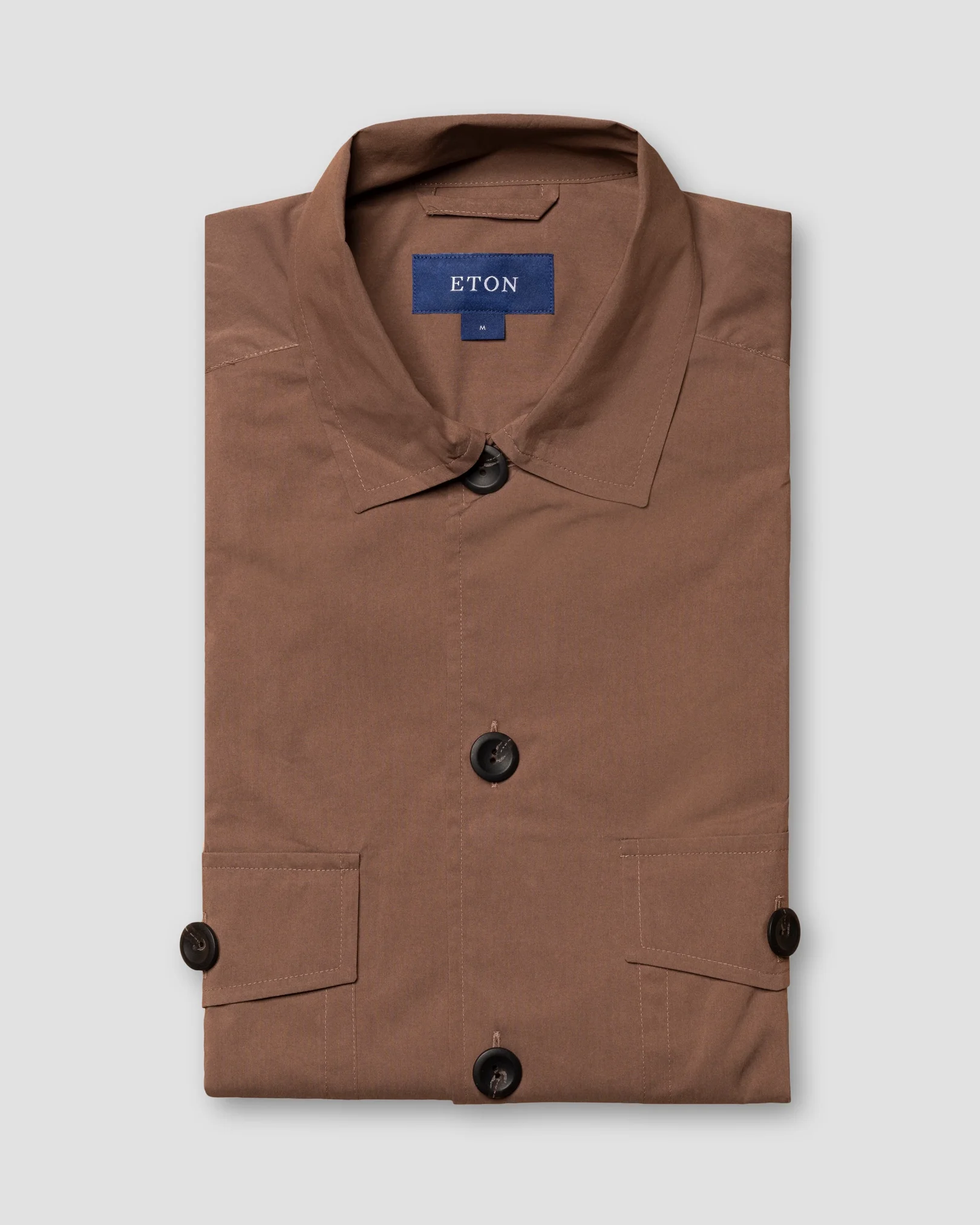 Eton - beige cotton and nylon collar with no collarstand double round with piping regular