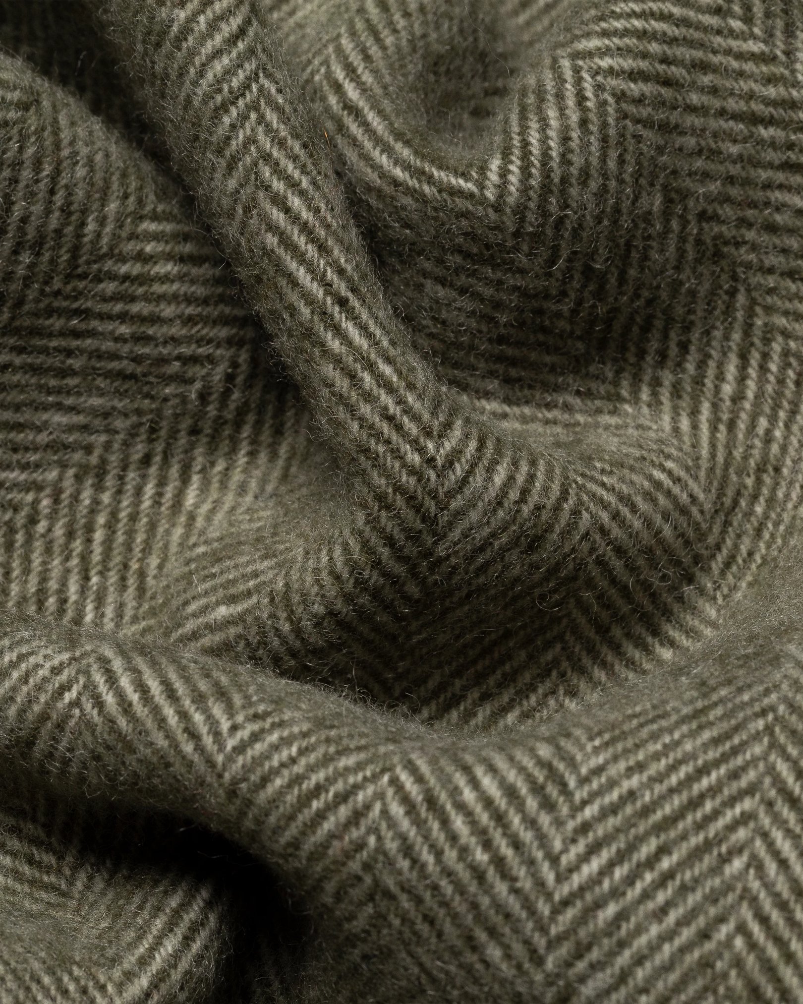 Eton - mid green herringbone wool scarf
