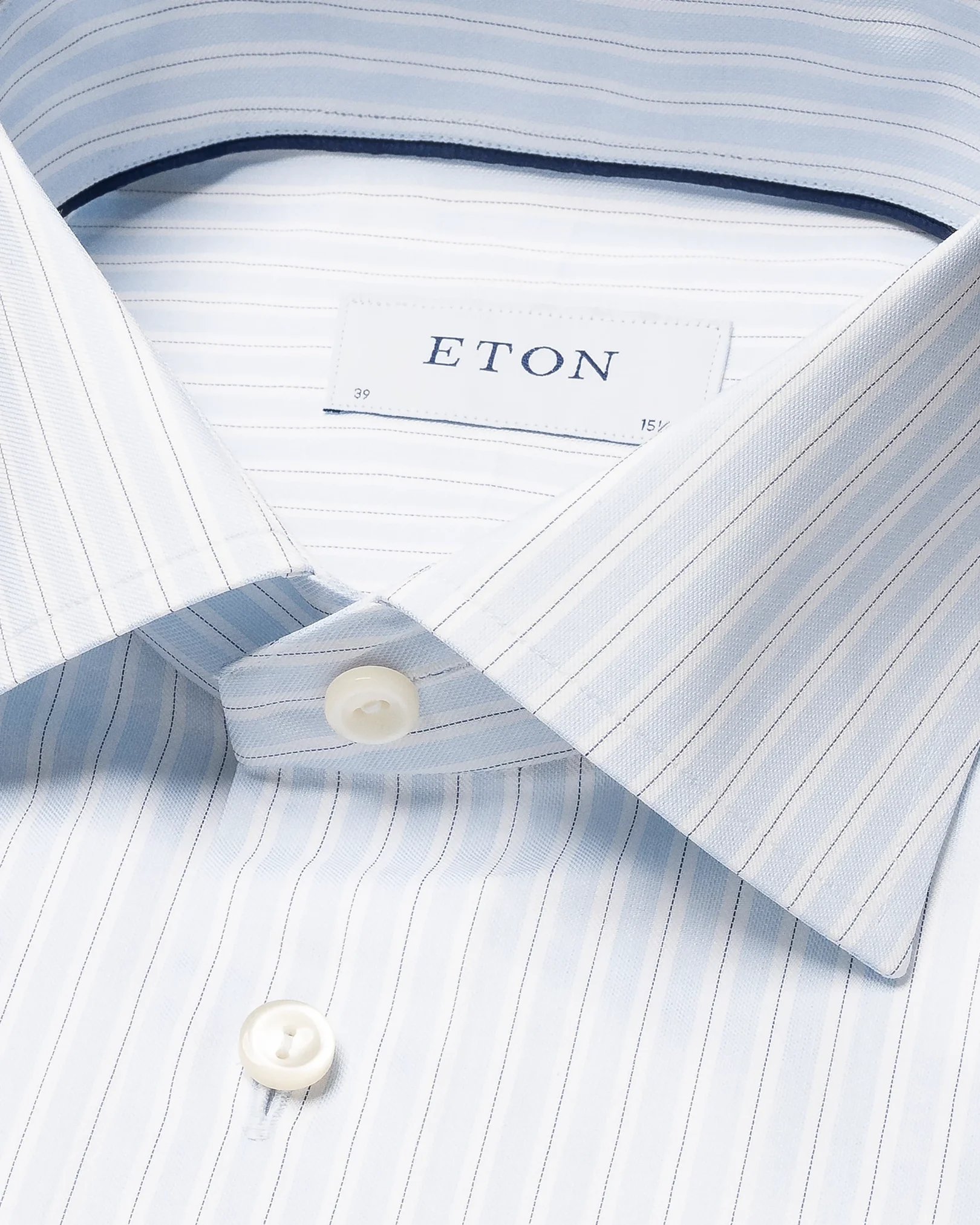 Eton - light blue striped twill shirt