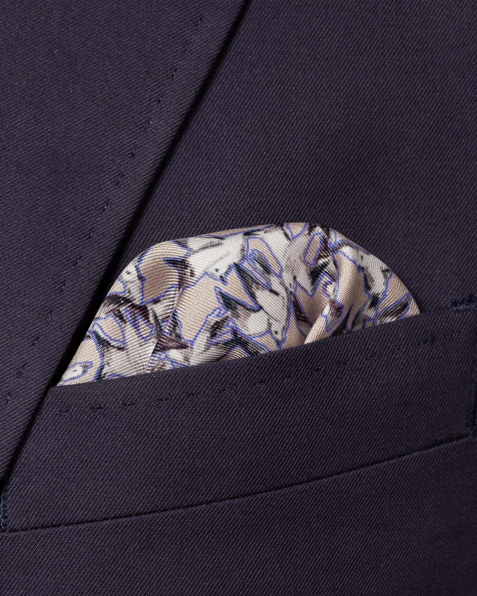 Eton - light brown birds print silk pocket square