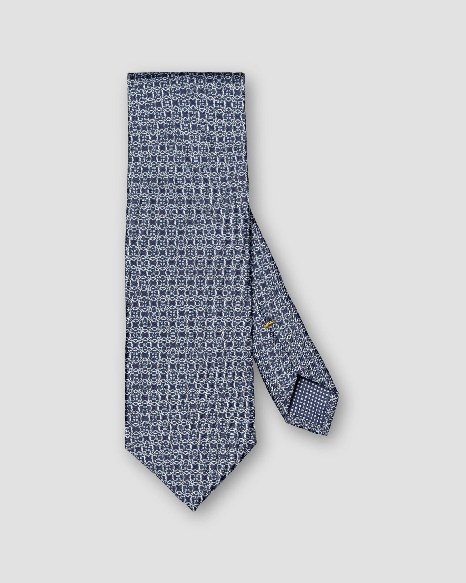 Eton - navy blue geometric print silk tie
