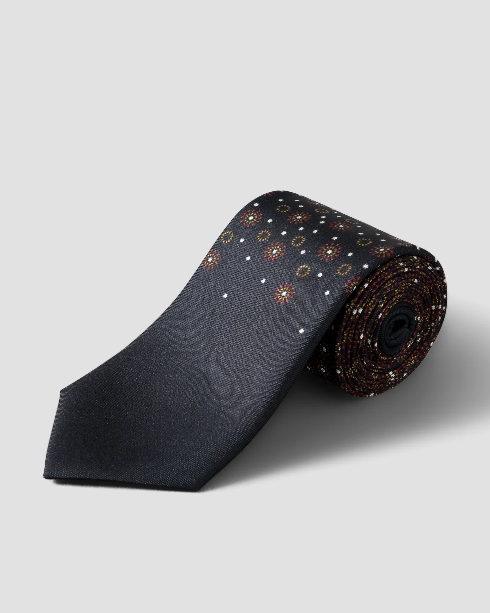 Eton - dark blue floral print silk tie