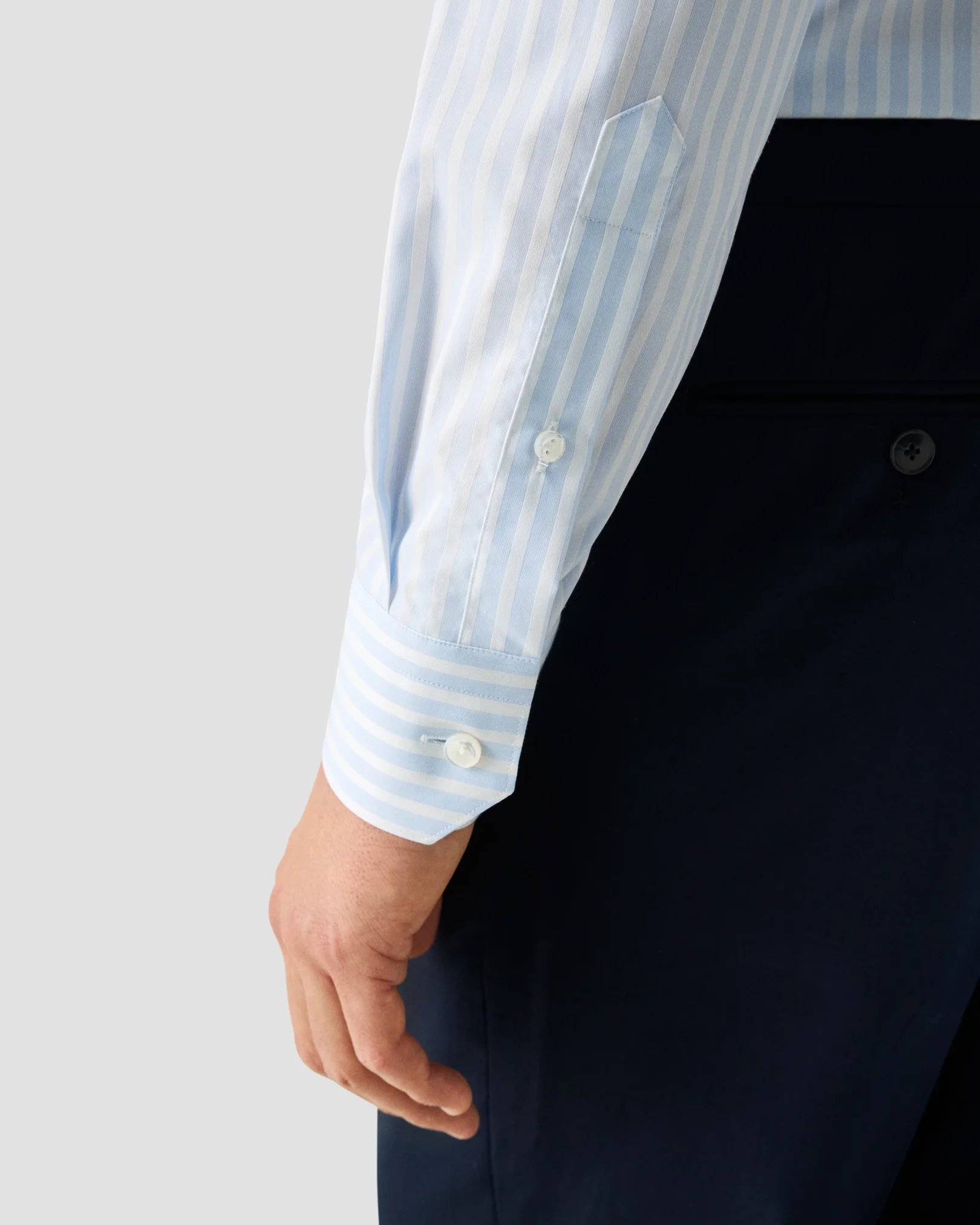 Eton - light blue bengal striped elevated pique shirt