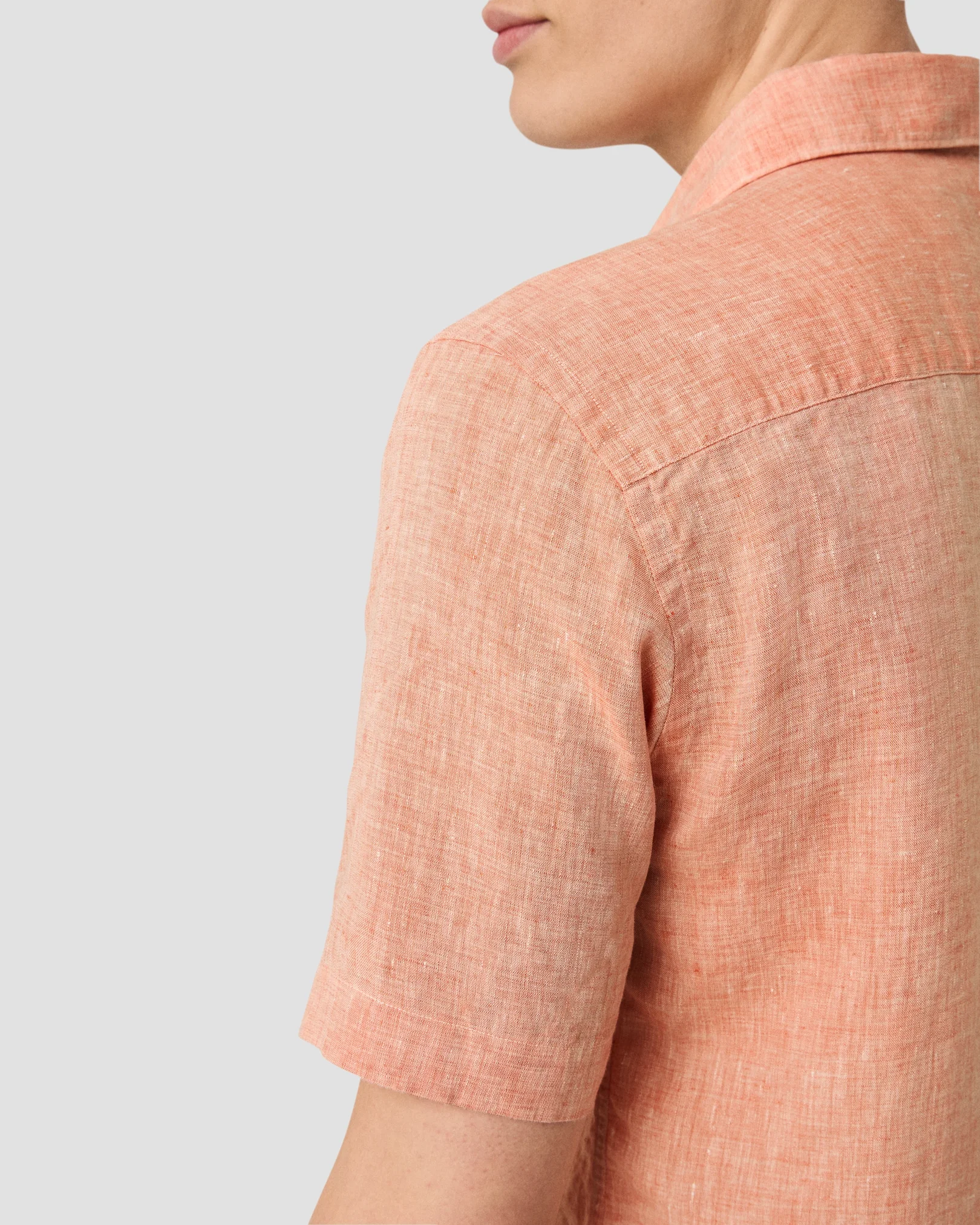 Eton - orange solid short sleeve linen shirt