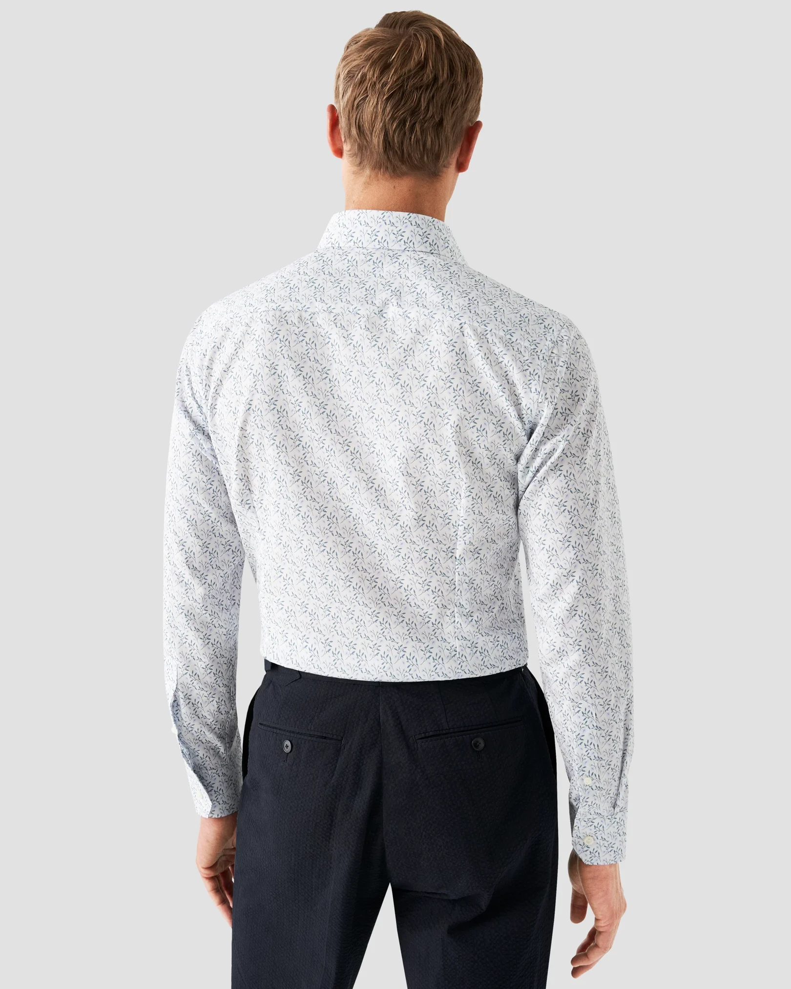 Eton - mid blue floral poplin