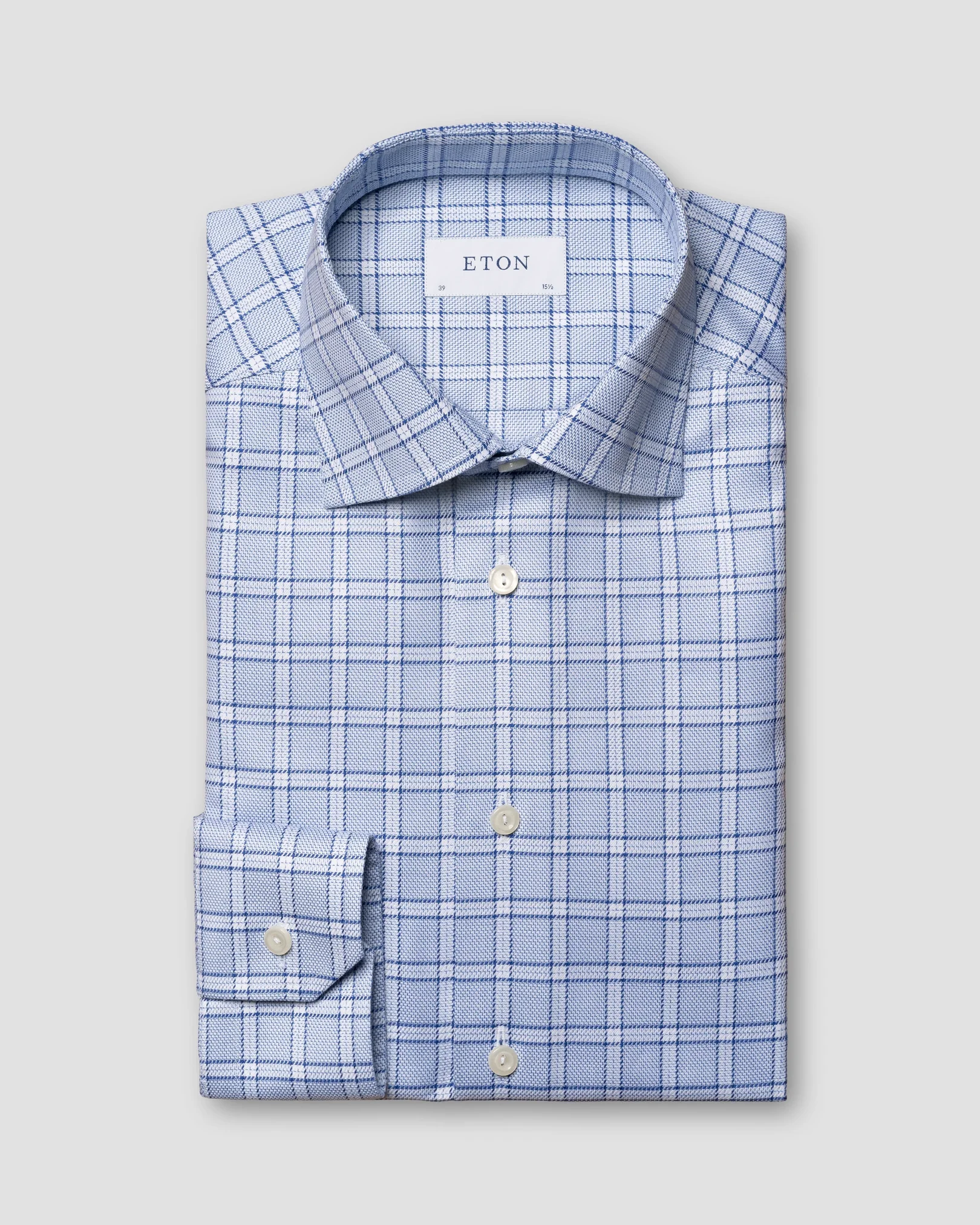 Eton - dark blue checked twill cut away