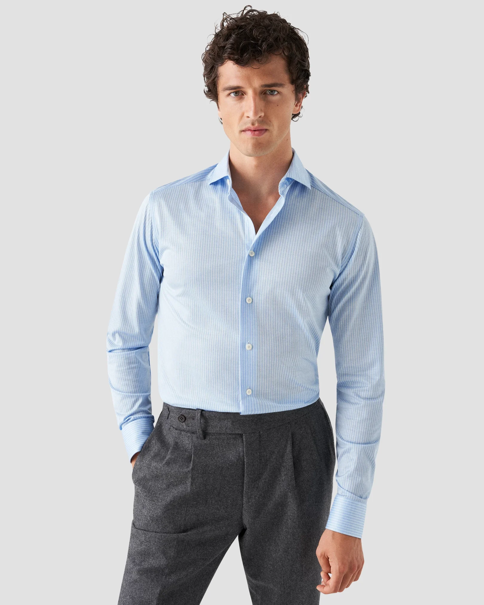 Eton - solid light blue knit king widespread