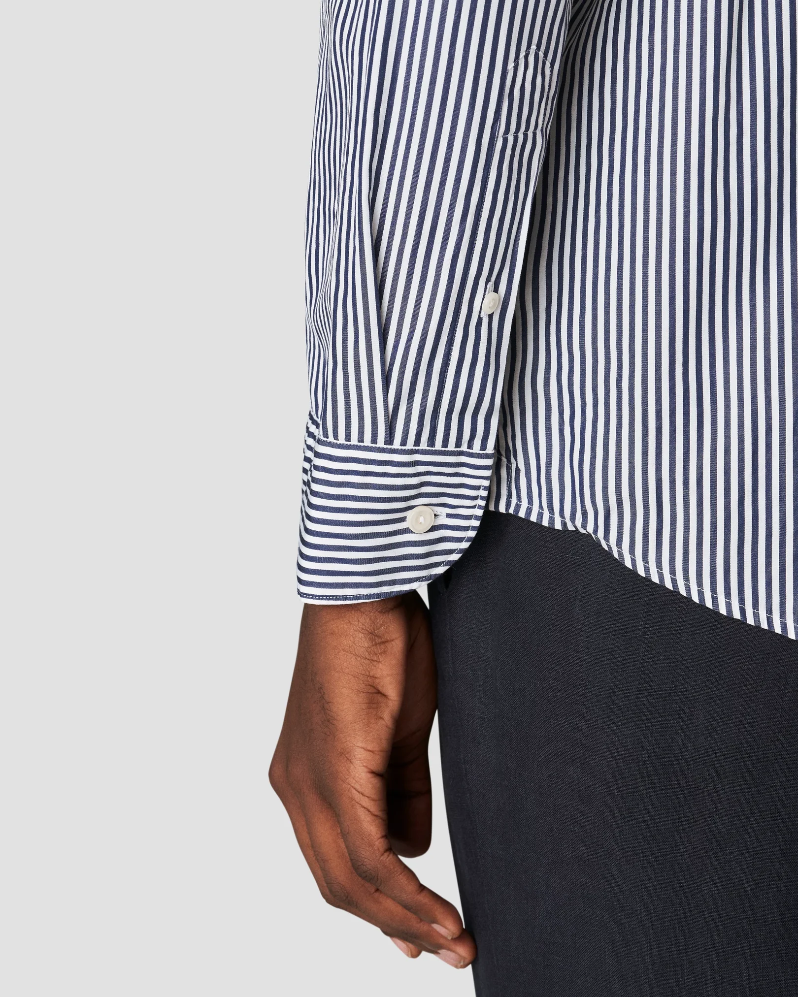 Eton - black twill cotton tencel blend