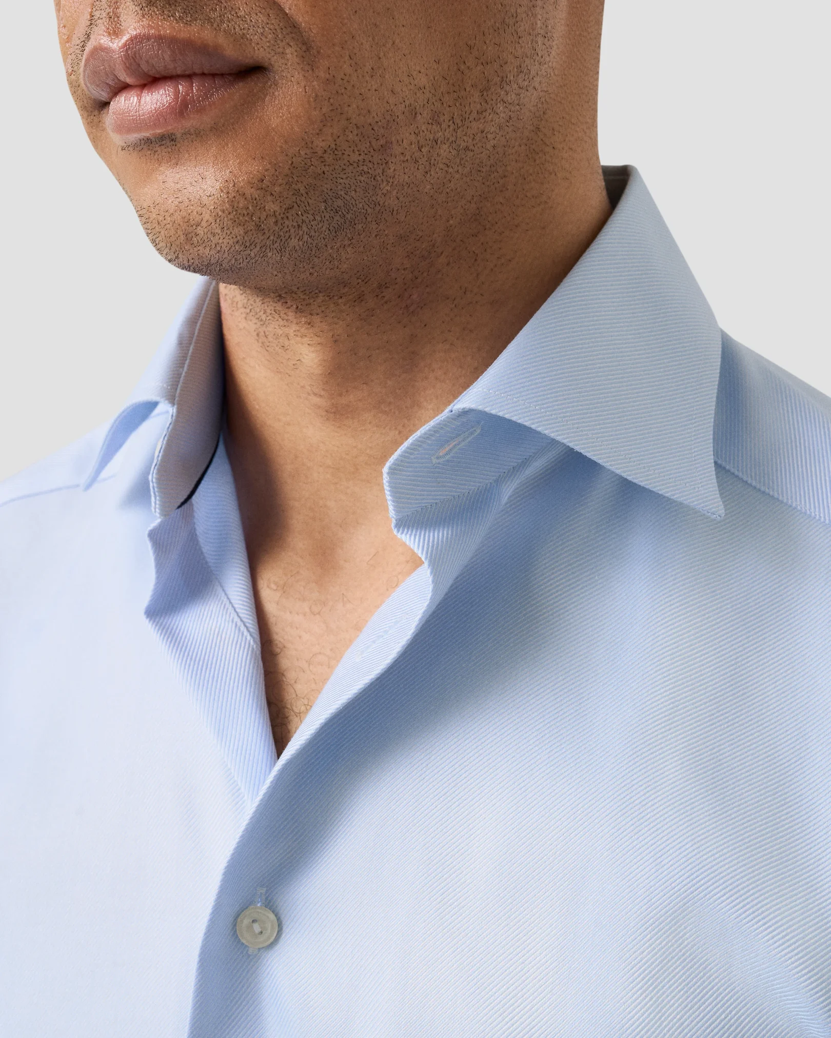 Eton - light blue textured twill shirt
