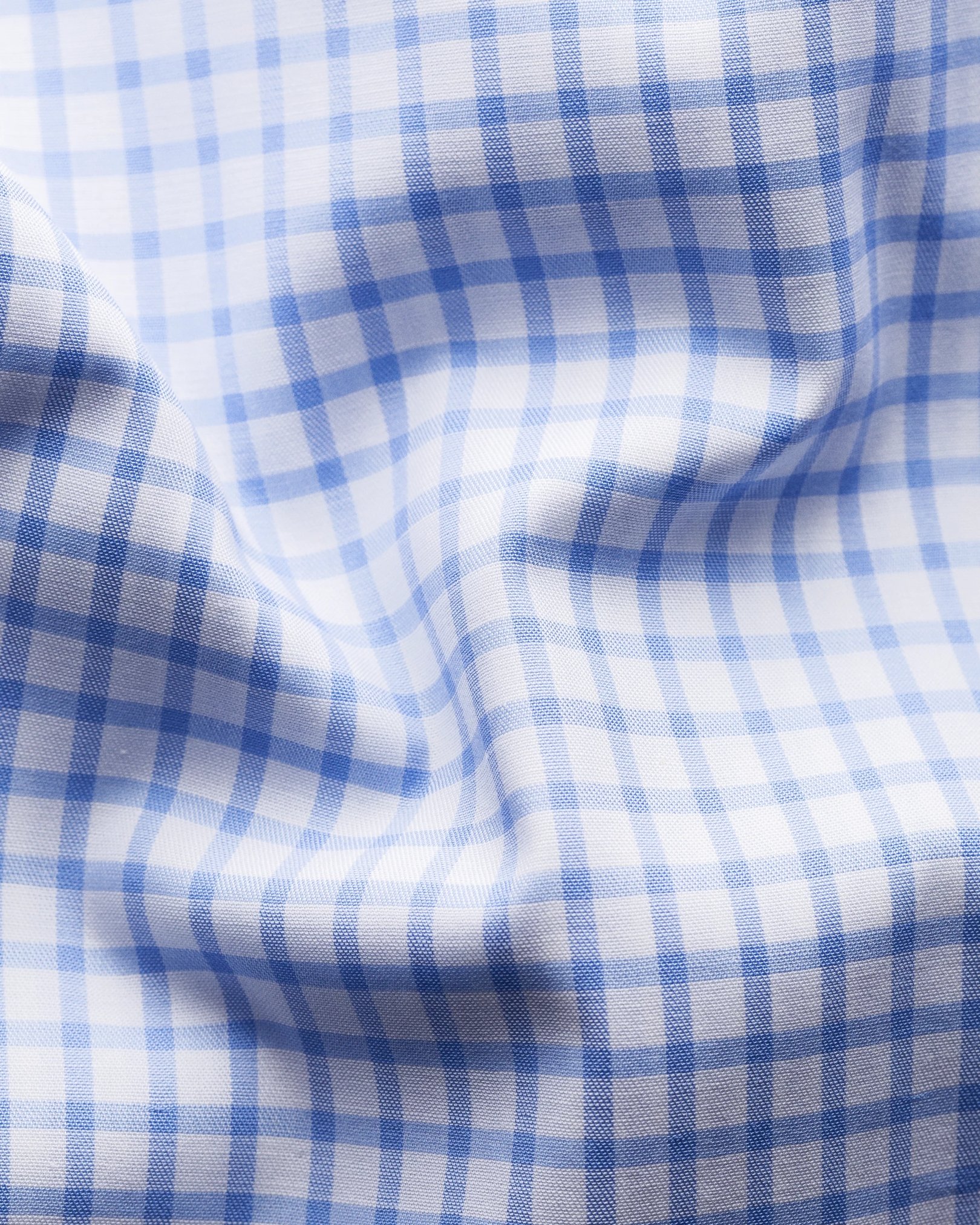 Eton - light blue checked stretch twill shirt