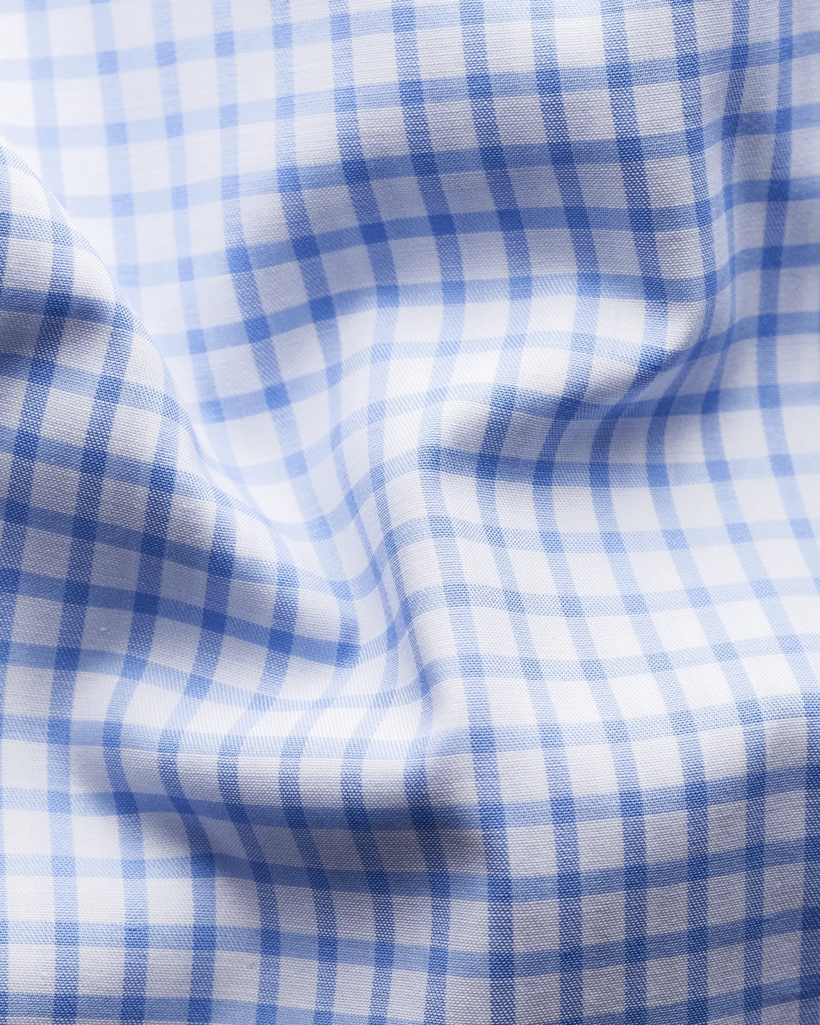 Eton - light blue checked stretch twill shirt