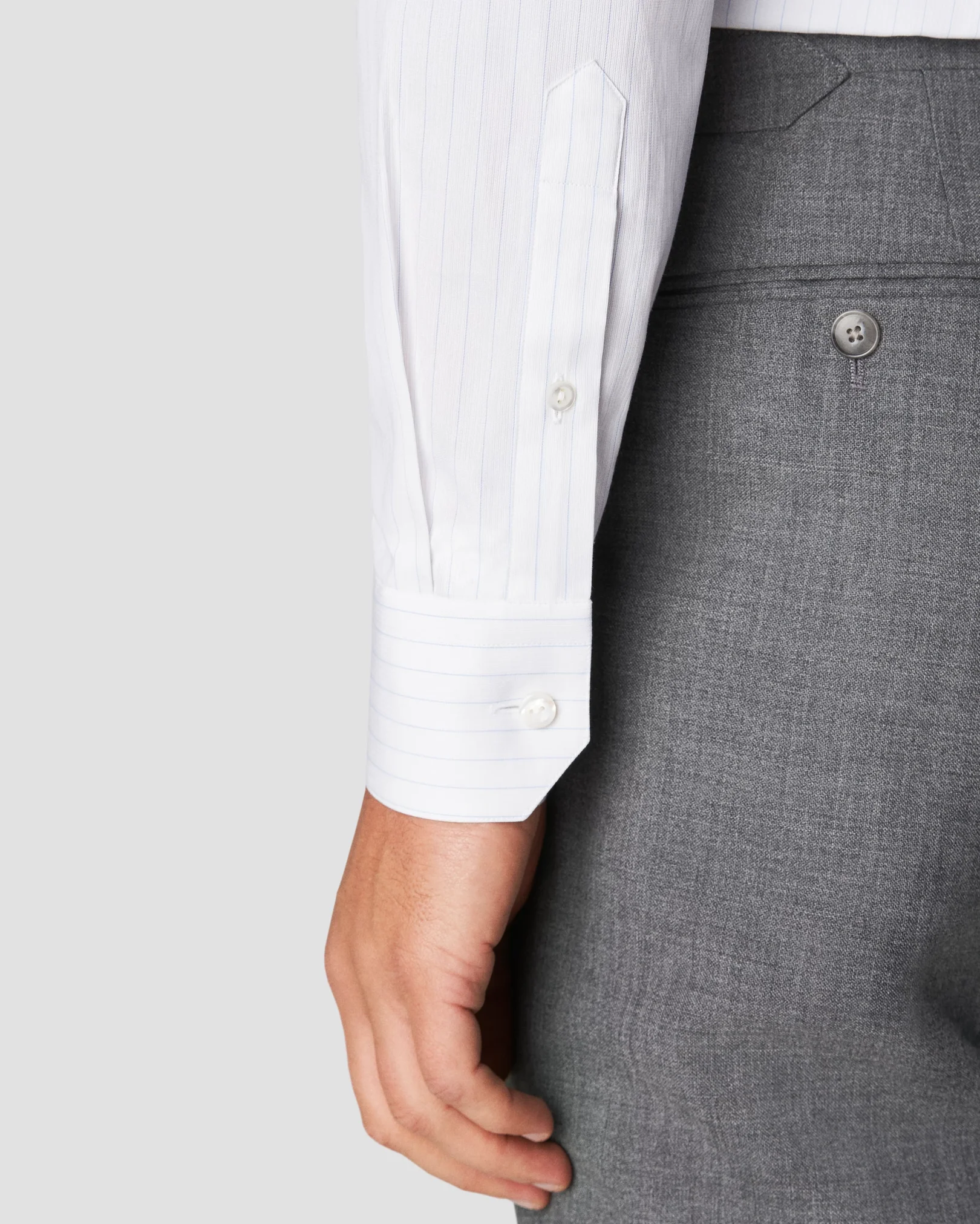 Eton - white fine twill cutaway striped