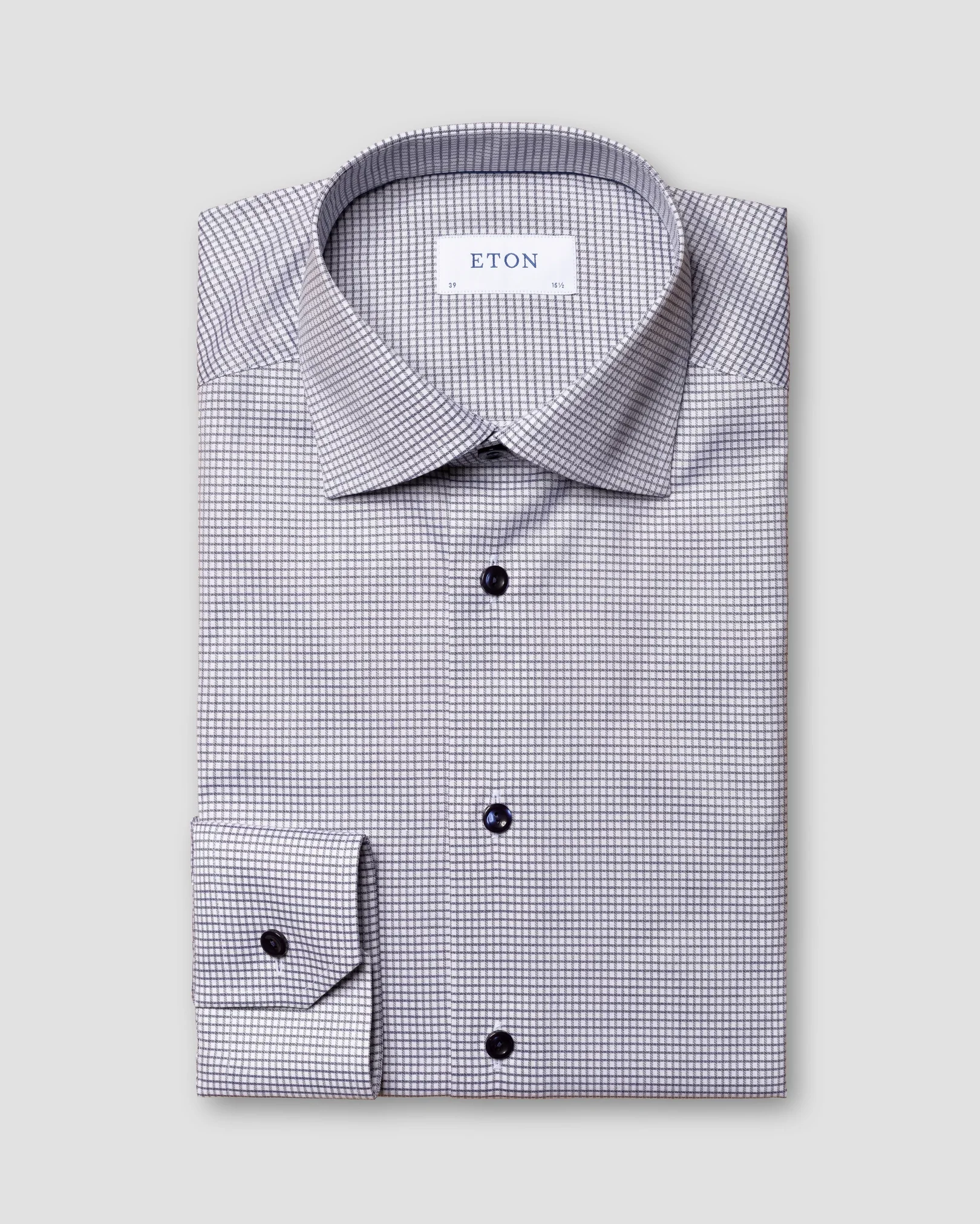 Eton - blue micro check stretch shirt