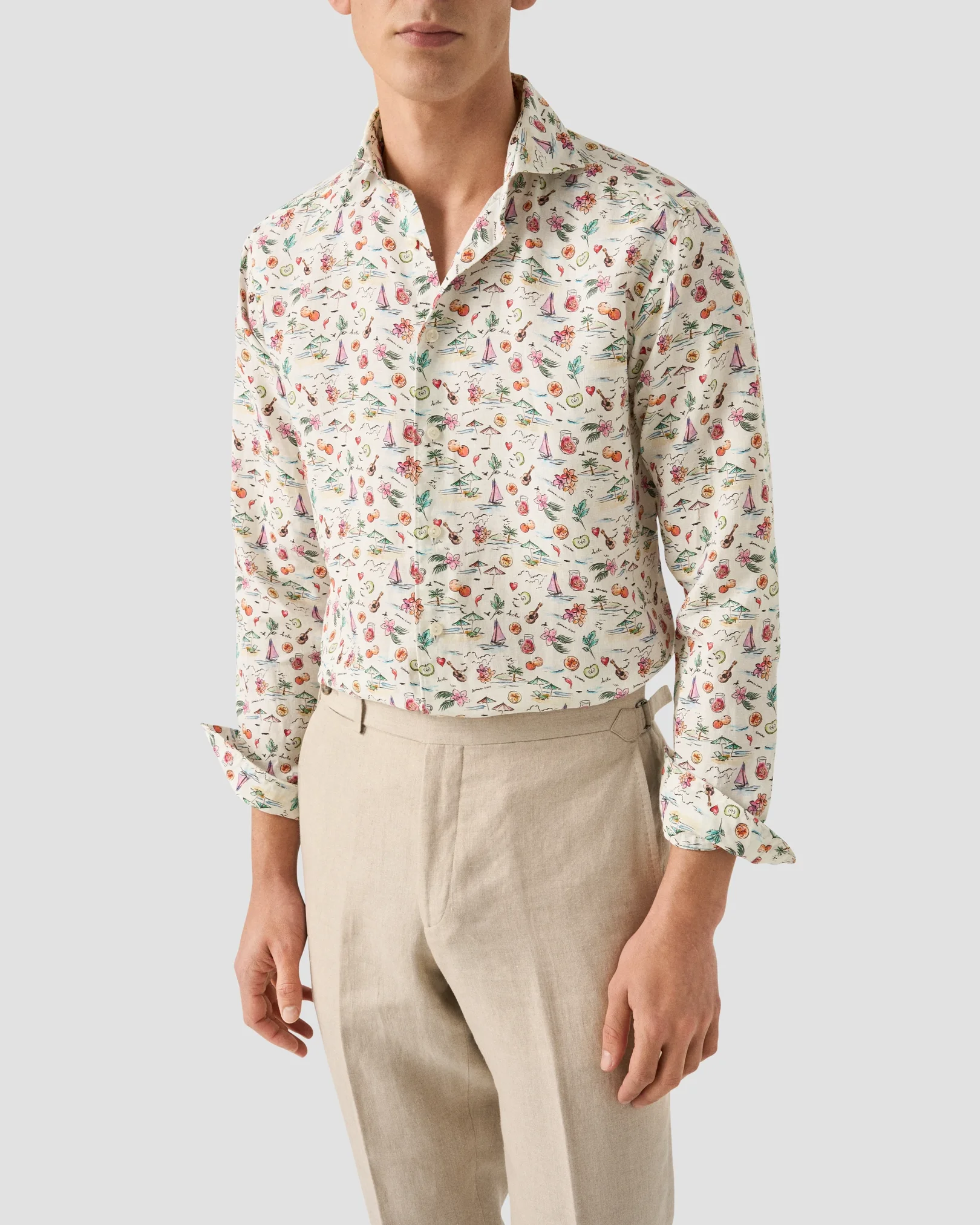 Eton - Motif Print Linen Shirt