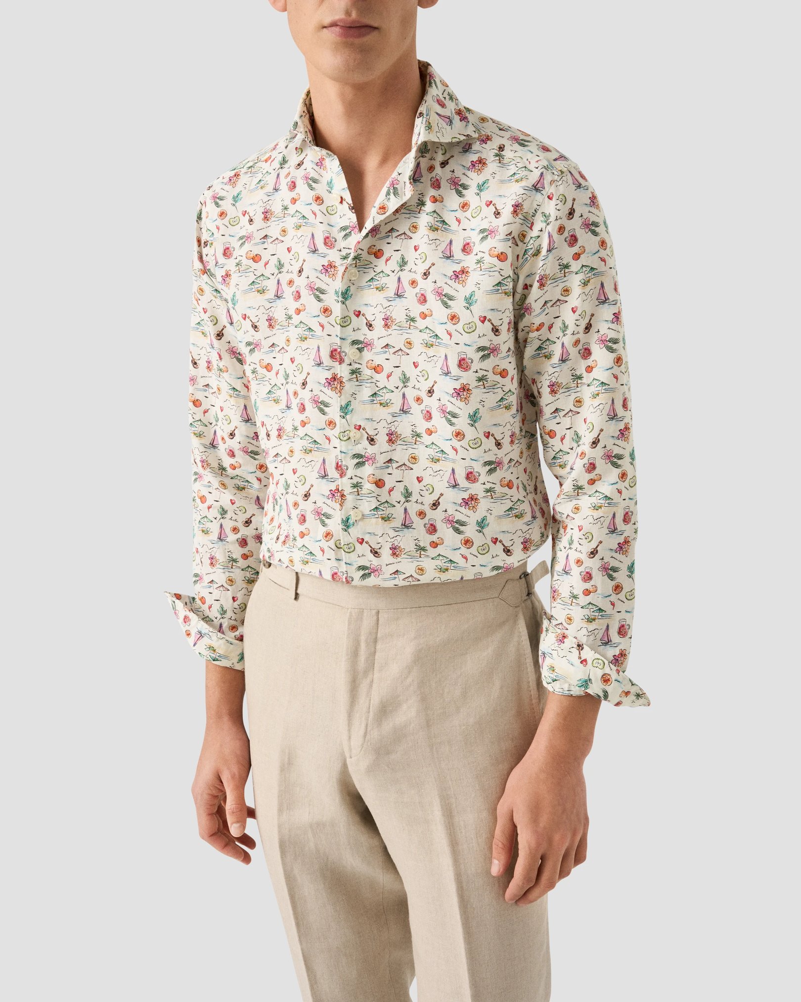 Eton - Motif Print Linen Shirt