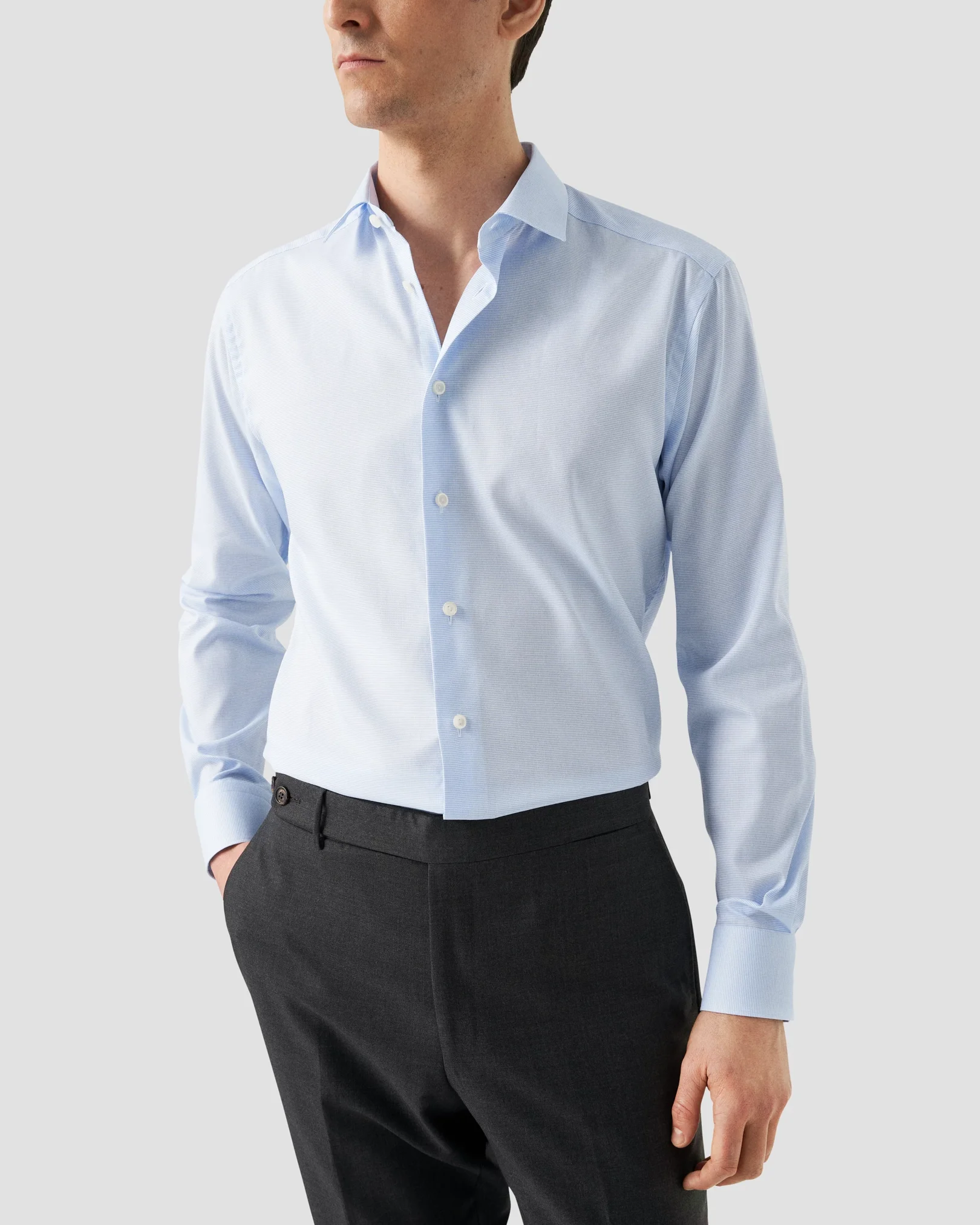 Eton - solid light blue ponited shirt