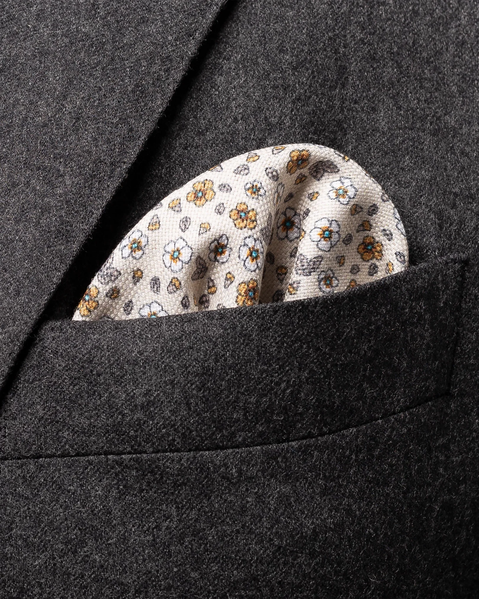 Eton - brown micro print cotton pocket square