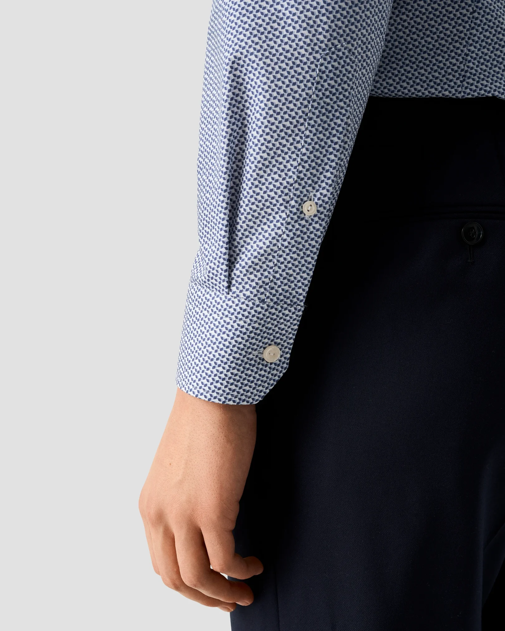 Eton - light blue micro geometric signature twill shirt