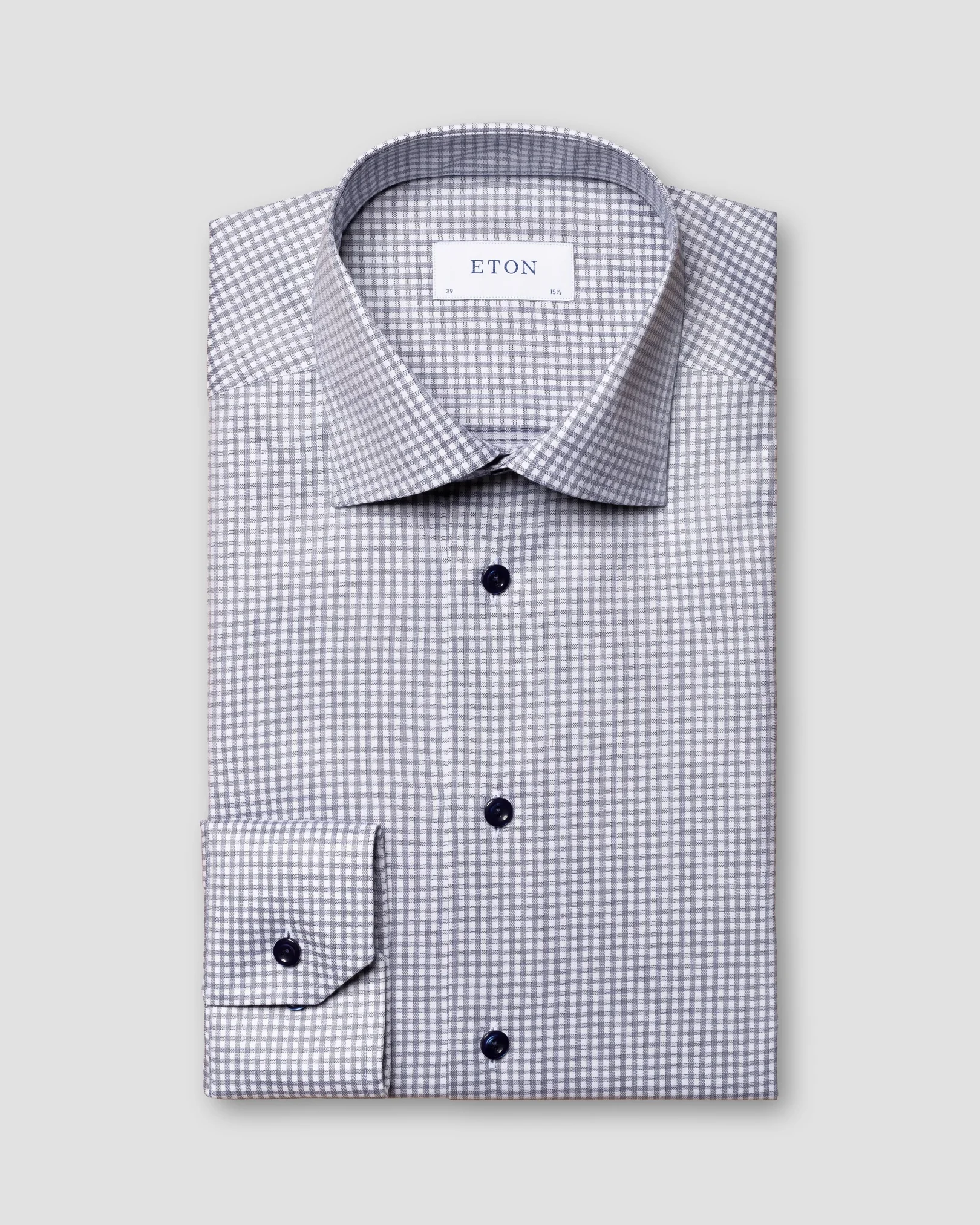 Eton - navy blue cotton lyocell stretch