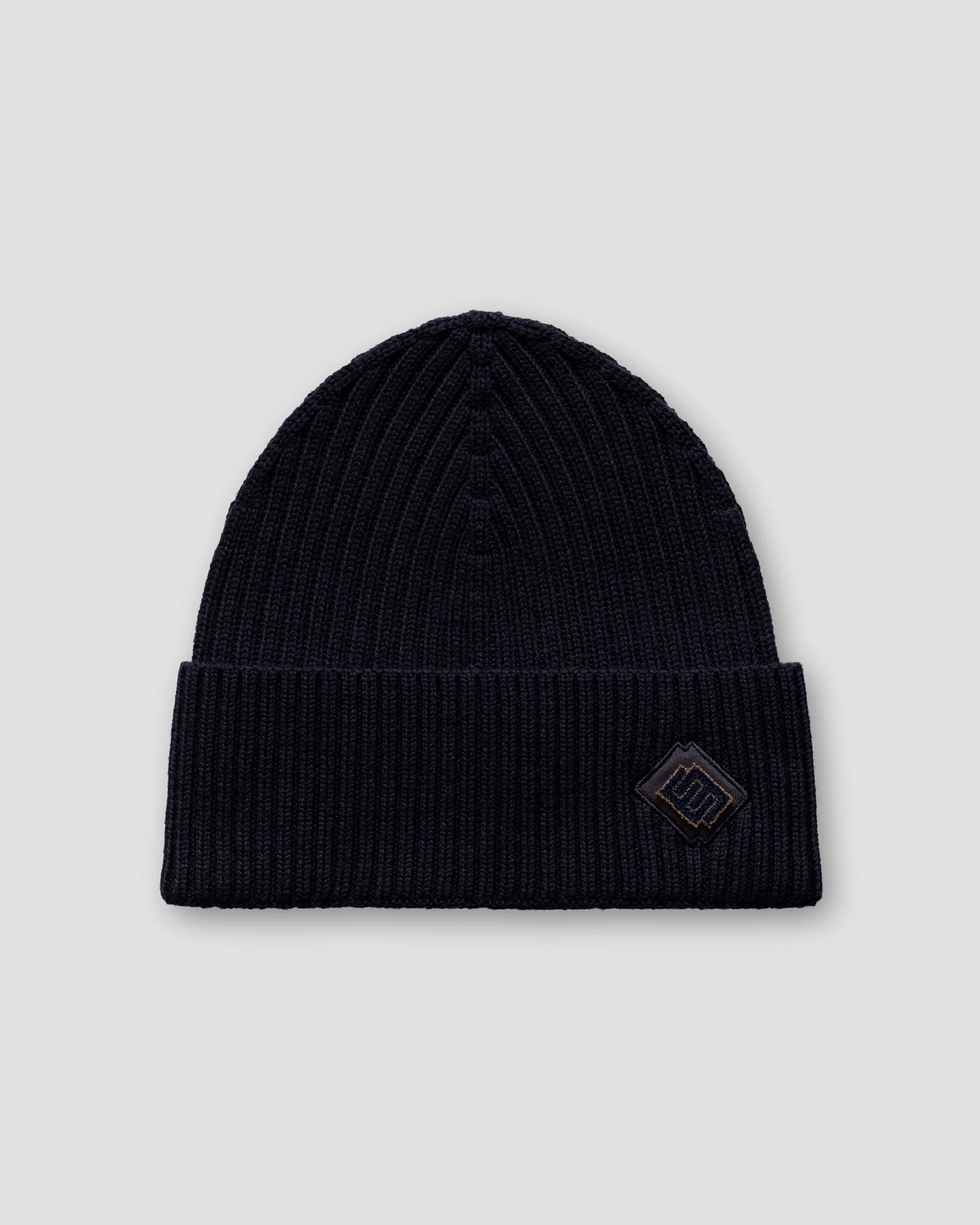Eton - navy blue wool beanie logo detail