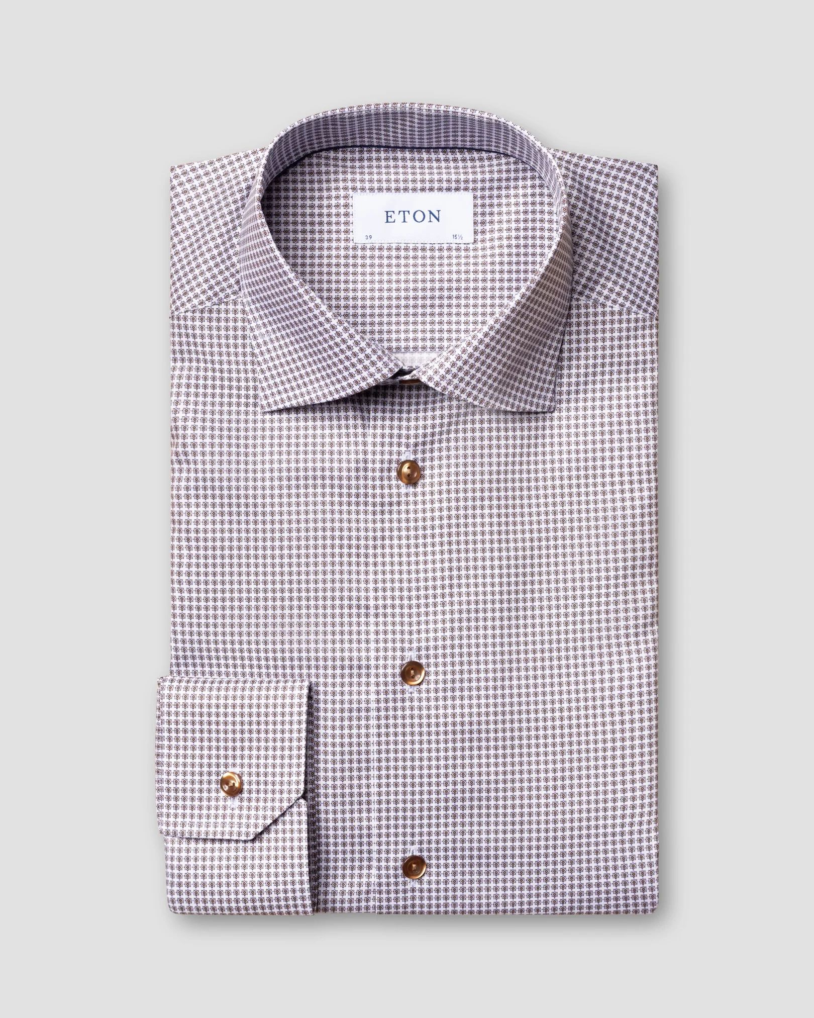 Eton - beige micro flower shirt