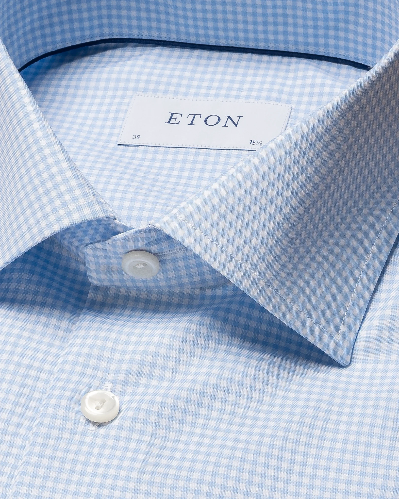Eton - light blue twill cut away checked