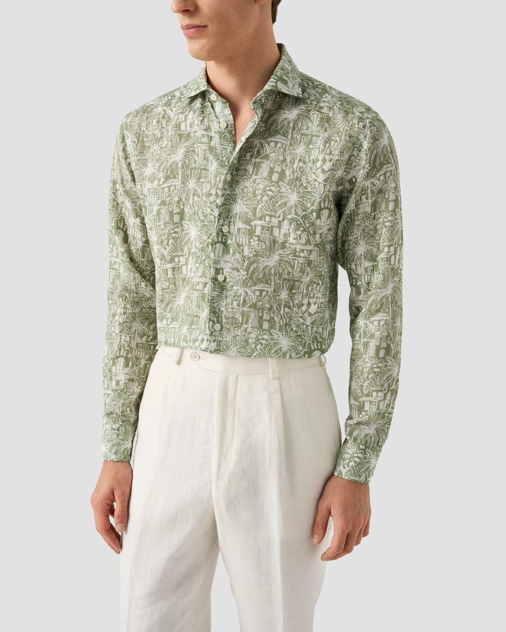 Eton - dark green gaudi garden print shirt