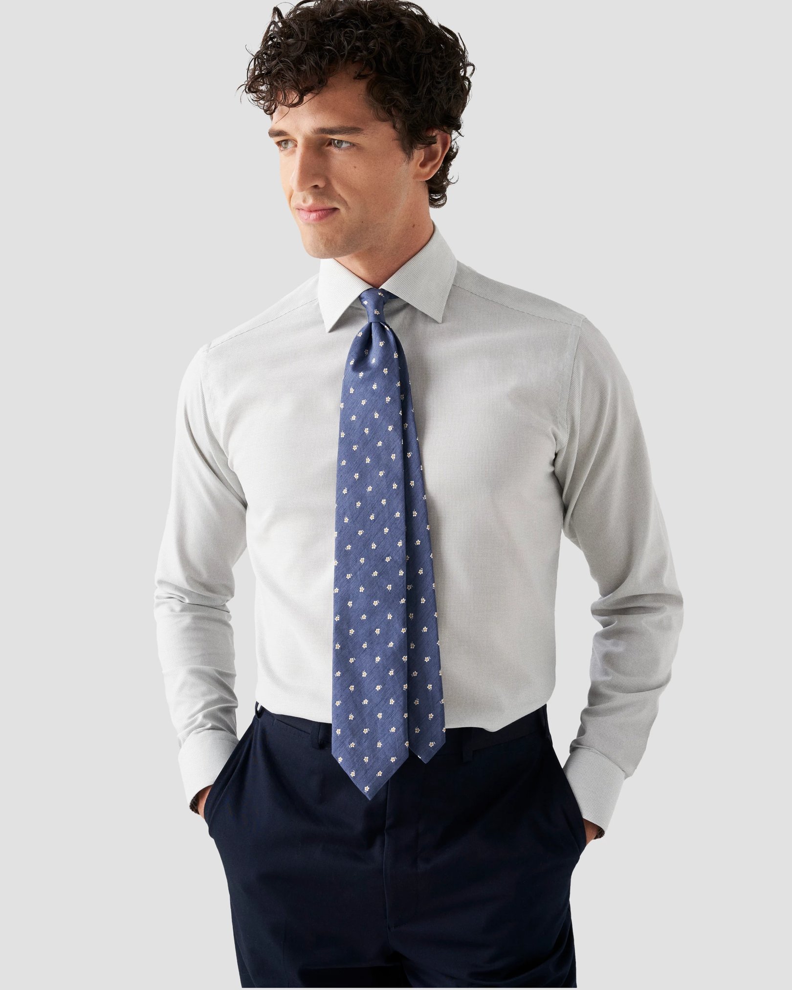 Eton - light green cottonlyocell stretch