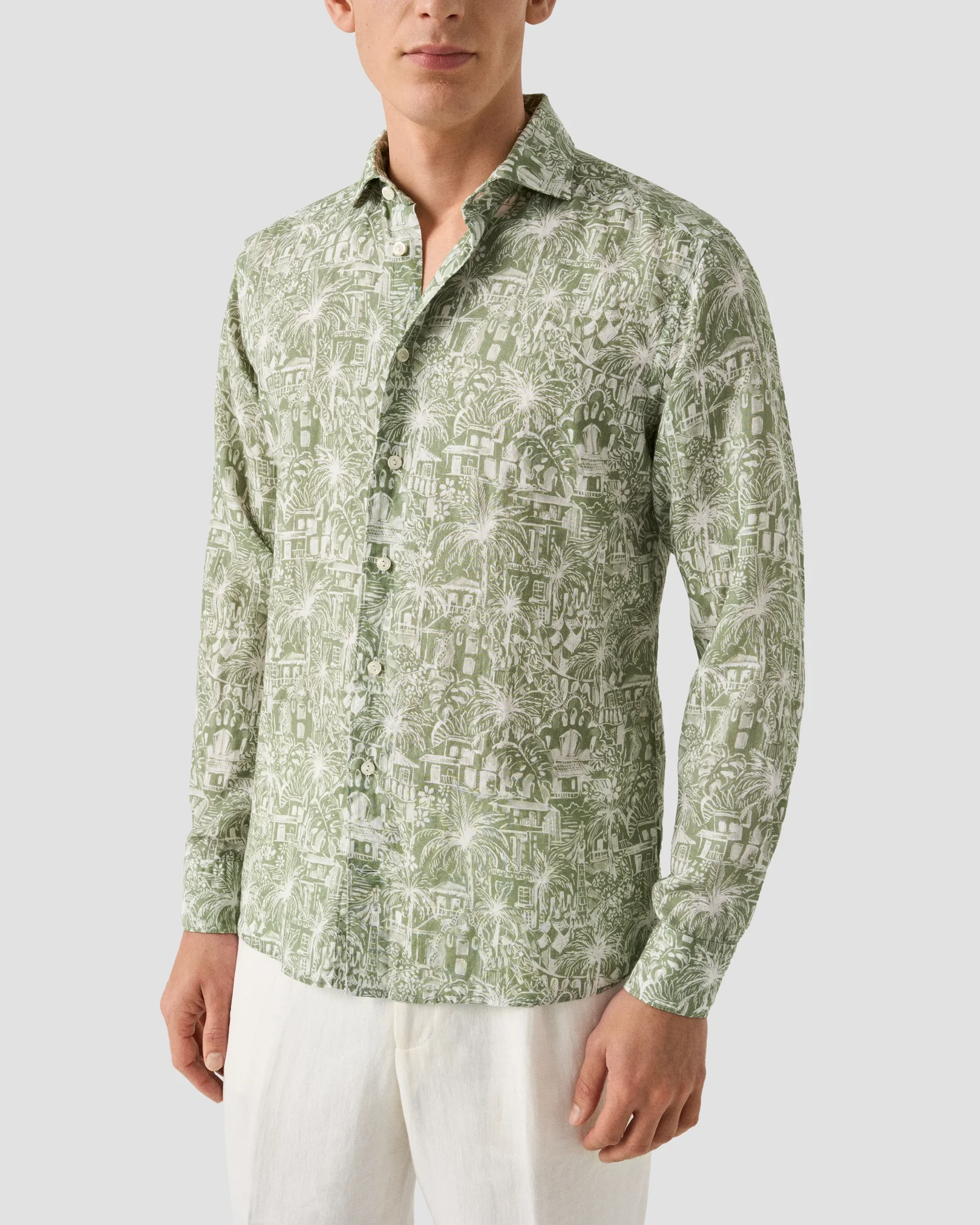 Eton - dark green gaudi garden print shirt