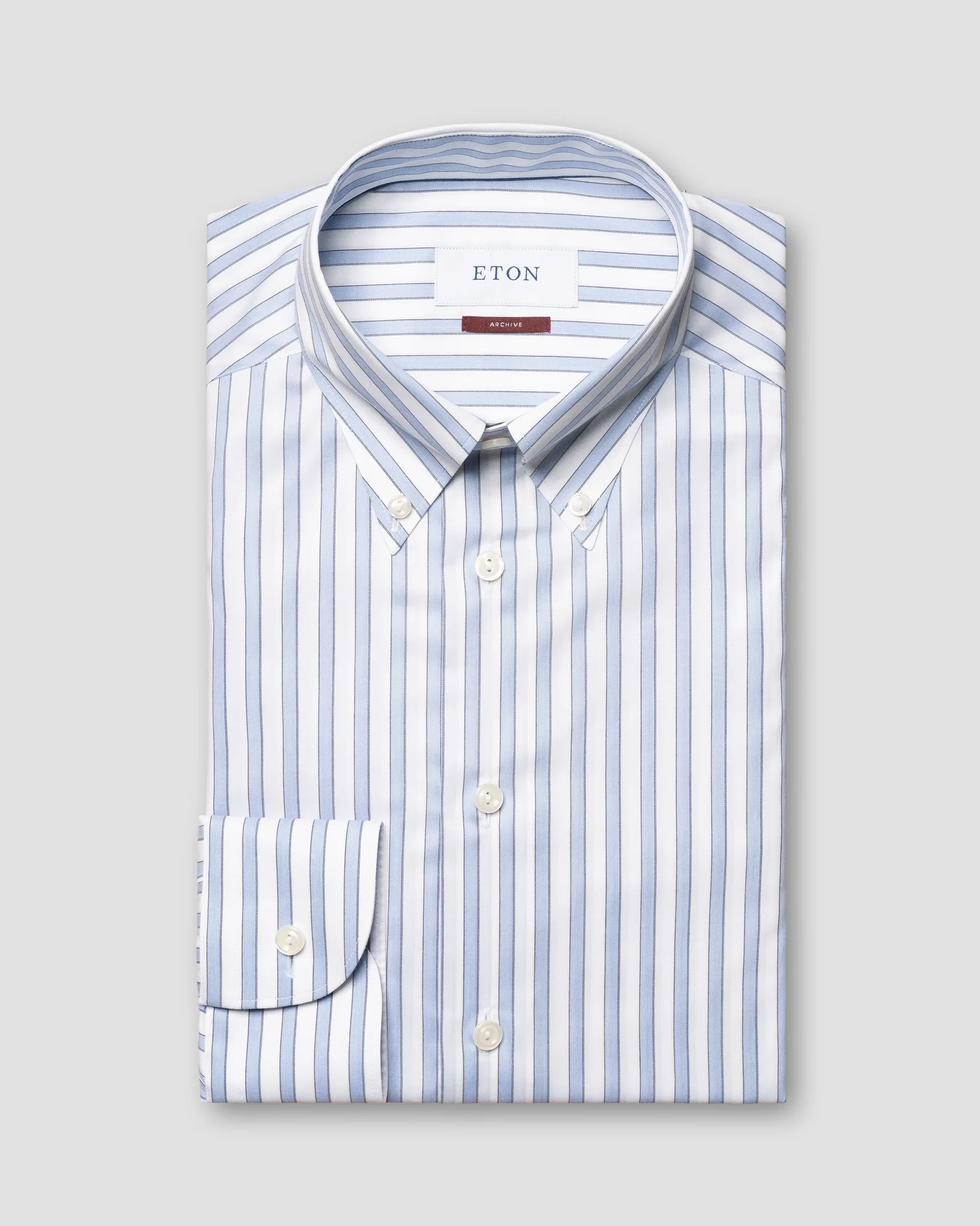 Eton - light blue fine twill archive spripe