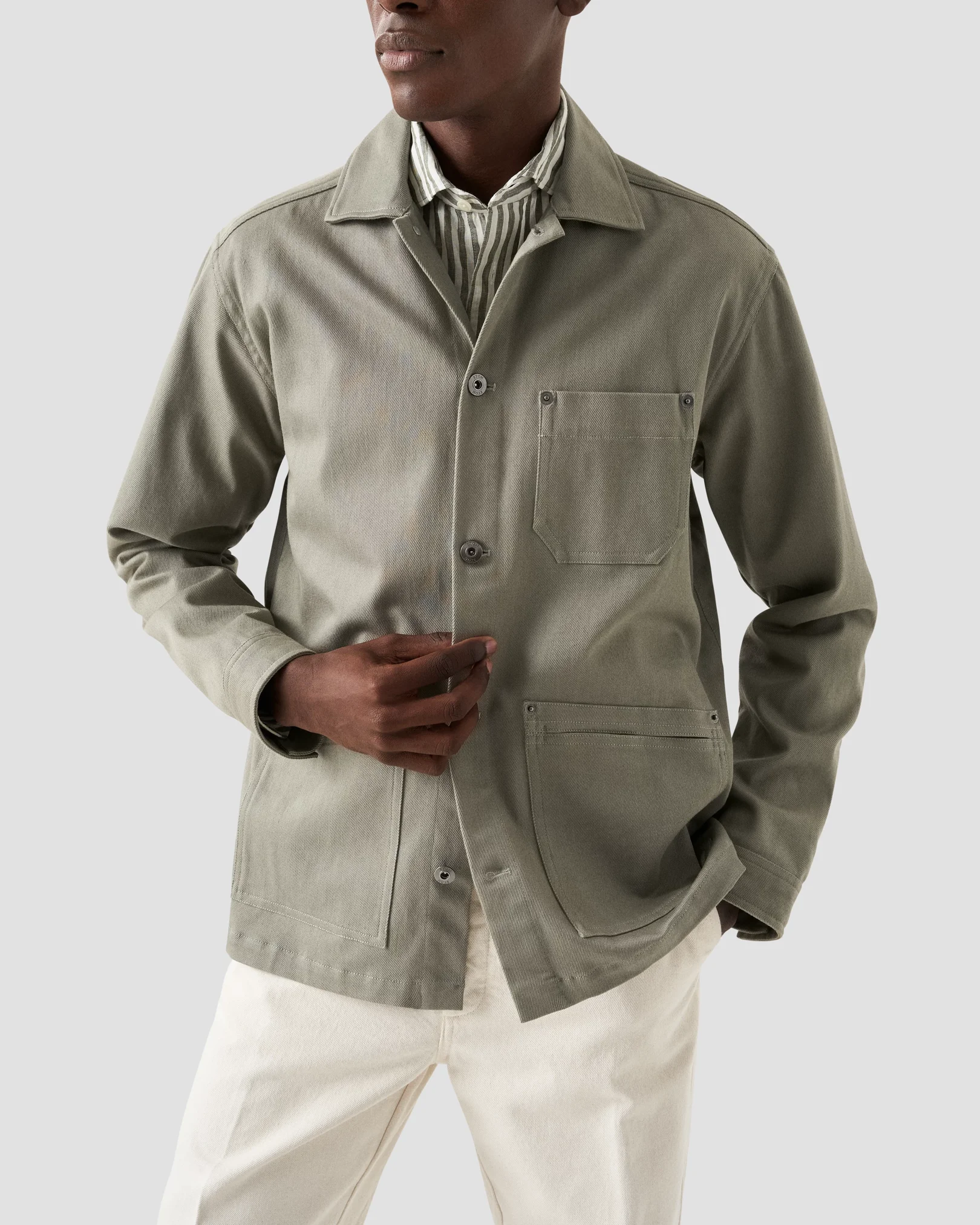 Eton - claasic mid green linen shirt