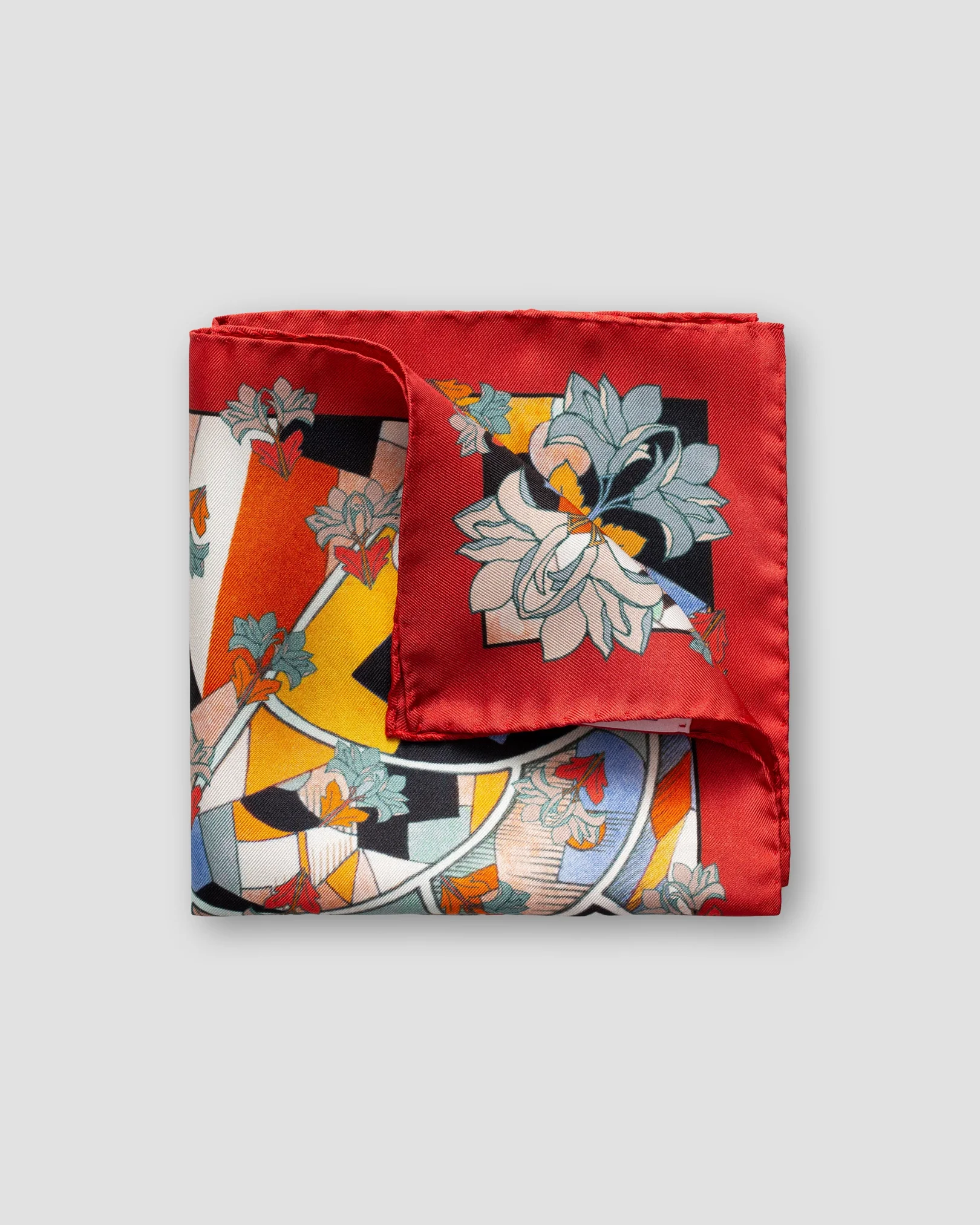 Eton - red art deco print pocket square