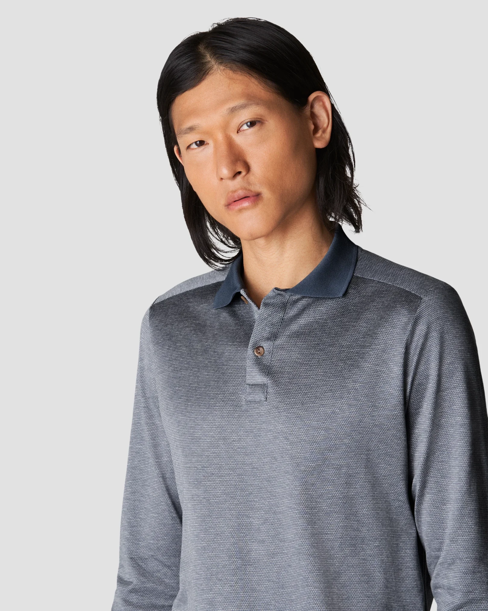 Eton - light blue knit jaquard knitted