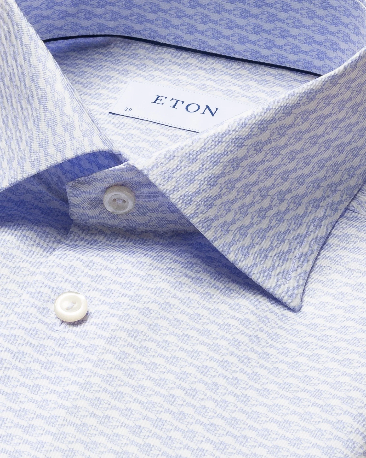 Eton - blue crayfish print signature twill shirt cut away